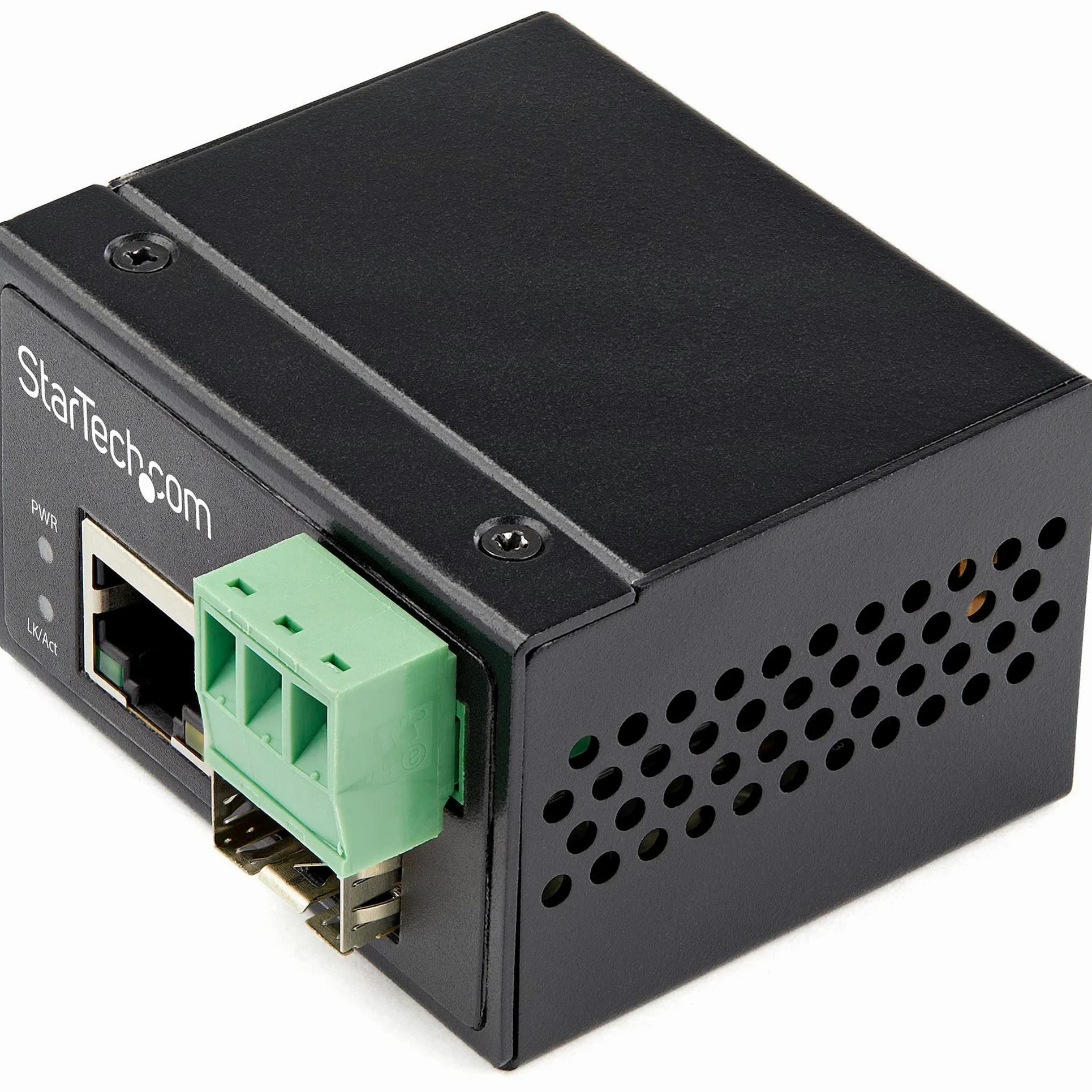 StarTech Convertisseur Fibre RJ45 Industriel, 100Mbps SFP (IMC100MSFP) | Monomode ou multimode, 18-36V CA/12-56V CC, IP-30, -40 à +75C, MTBF 500000h