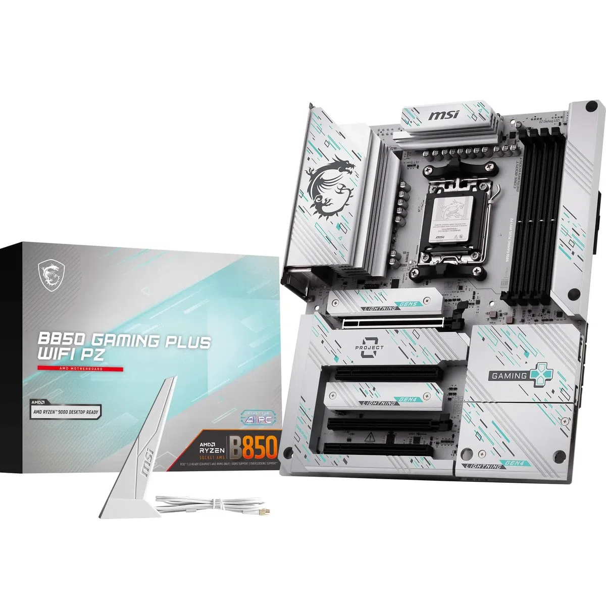 MSI Carte mère B850 Gaming Plus WiFi PZ, ATX - Prend en Charge Les processeurs AMD Ryzen 9000/8000/7000, AM5 - DDR5 Memory Boost 8200+ MT/s (OC), PCIe 5.0 x16, M.2 Gen5, Wi-FI 7, 5G LAN
