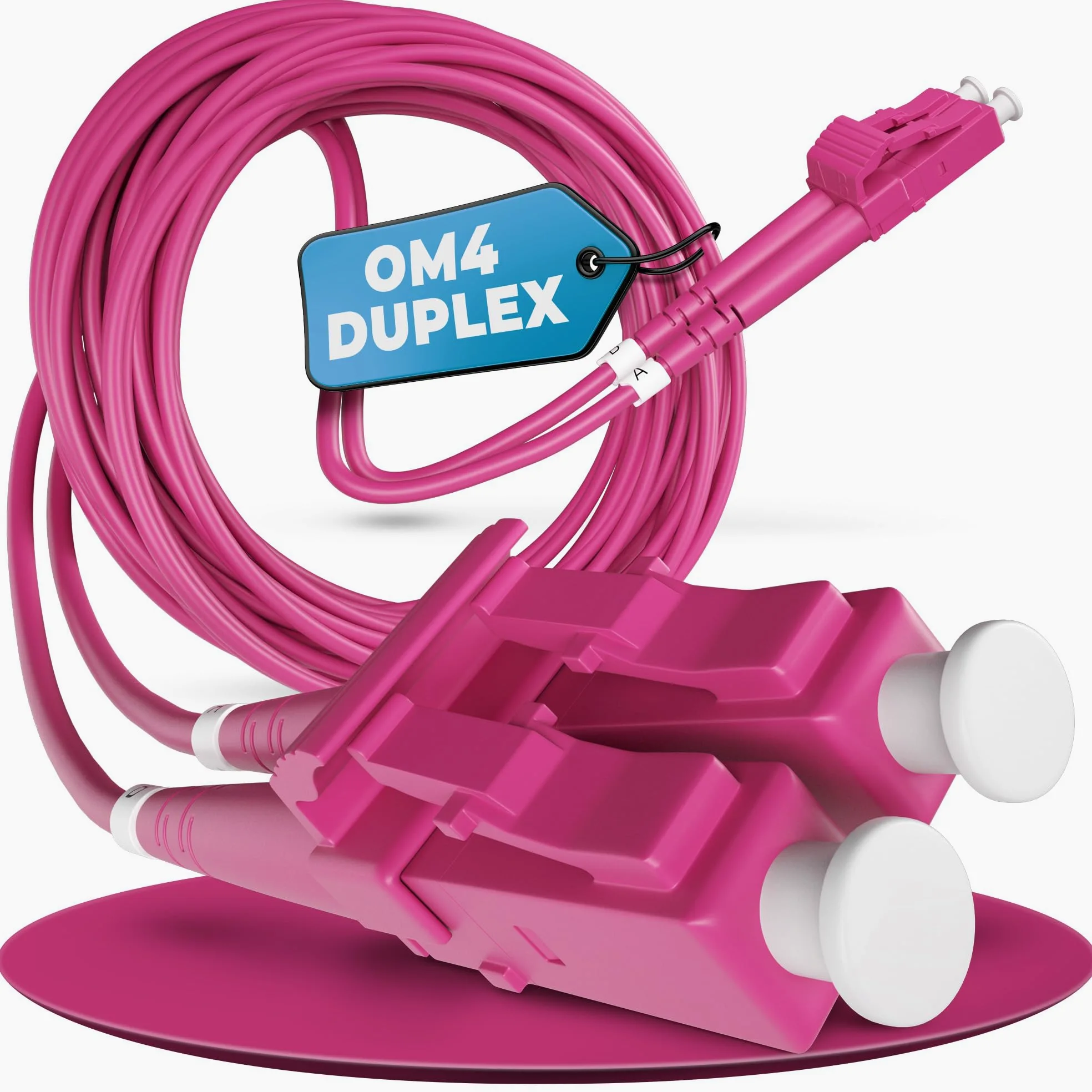 Câble de fibre optique OM4 de 30 m - Duplex - LC/UPC vers LC/UPC - Couleur magenta - Idéal pour les réseaux d'entreprise - Rallonge de fibre optique (longueur 20 m)