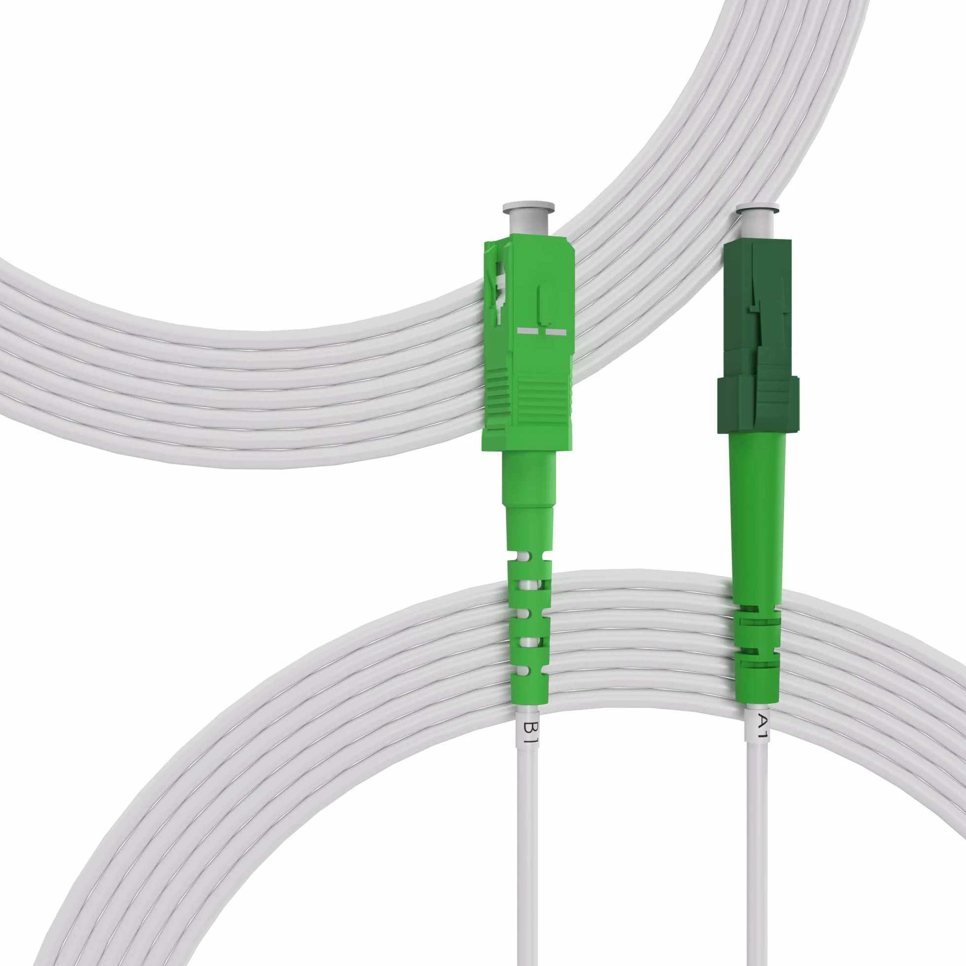 50m Câble Fibre Optique Blanc LC/APC vers SC/APC | Simplex Monomode OS2 FTTH Câble Fibre Optique