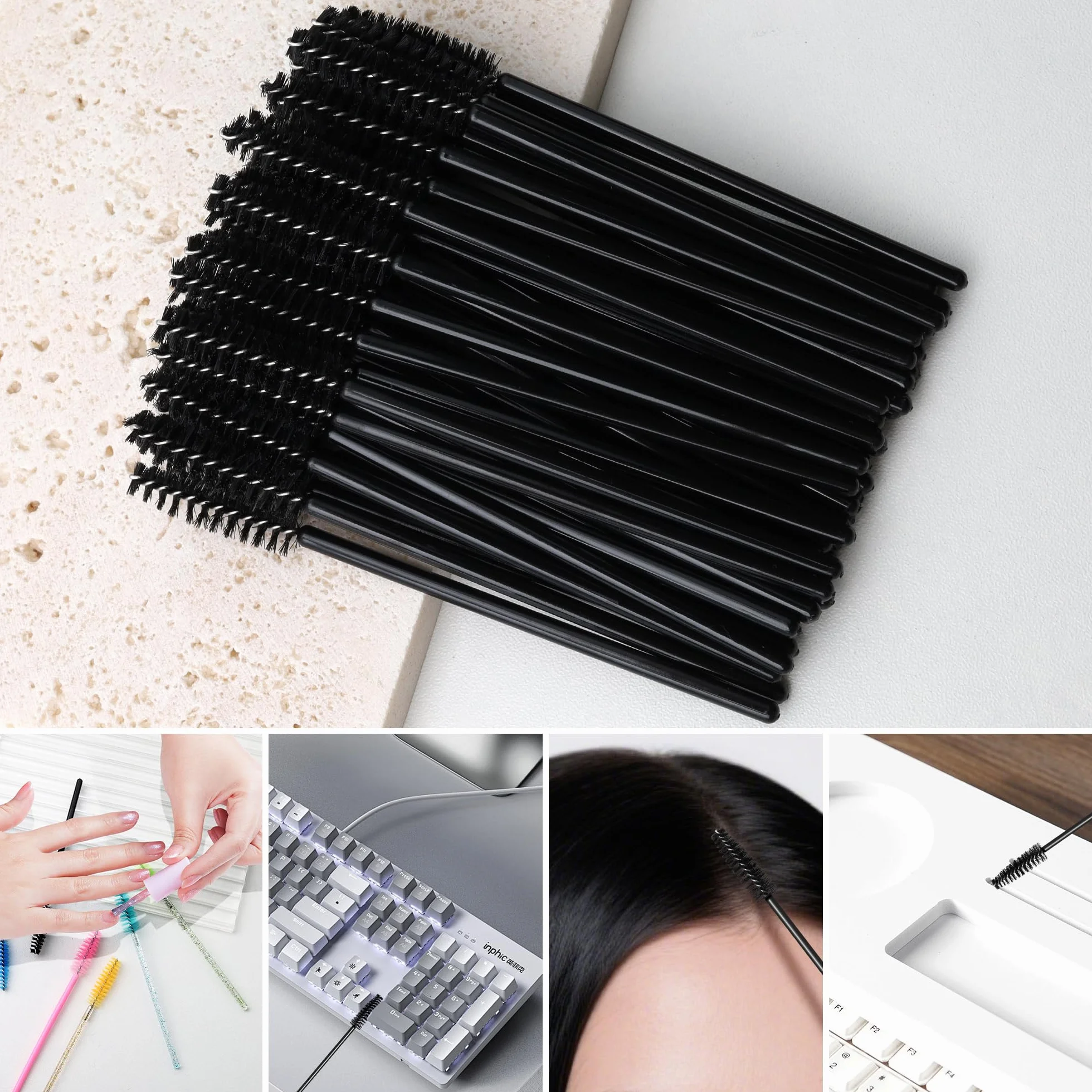 Brosse Cils Réutilisable Lavable 200 Pcs Micro Brosse Maquillage Extension Cil