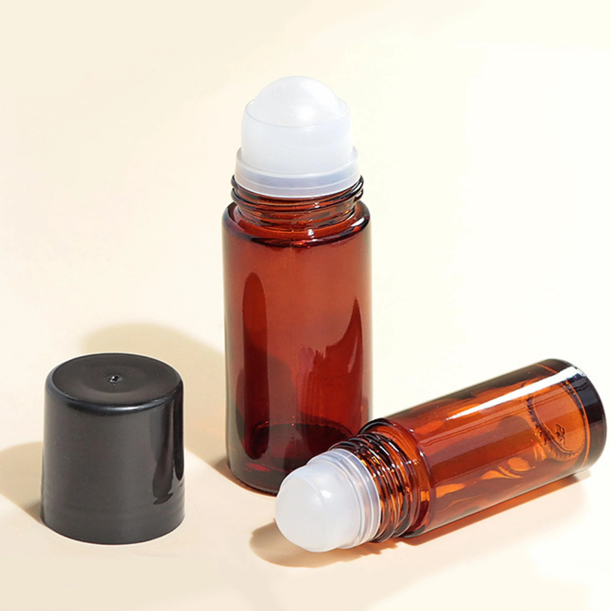 Flacons roulants en verre marron 30 ml lot de 2 pour huiles essentielles et parfums