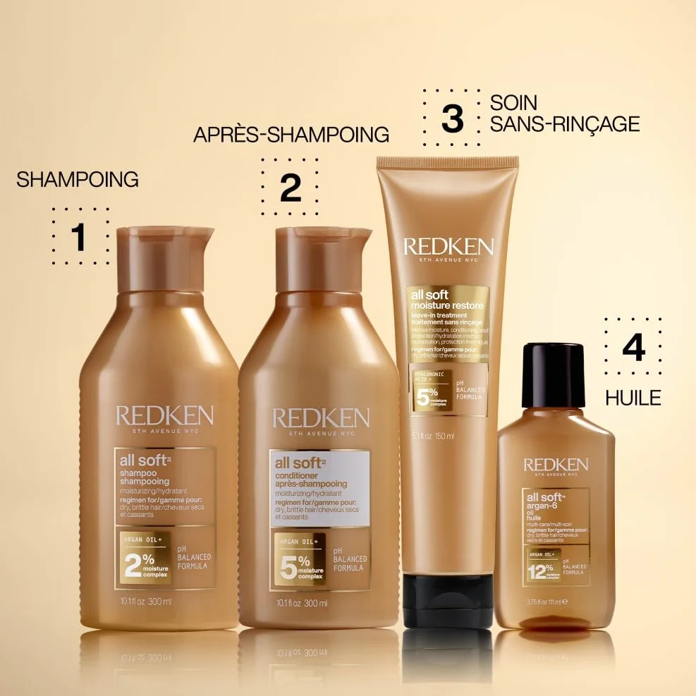REDKEN All Soft Après-Shampoing Hydratant Cheveux Secs Protéines Huile d'Argan