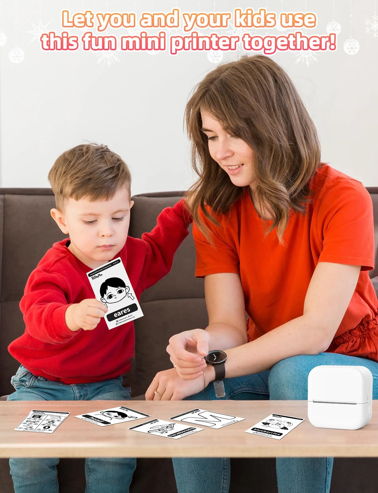 Memoking Mini Imprimante Thermique M02L Bluetooth Portable Stickers Autocollant avec Papier