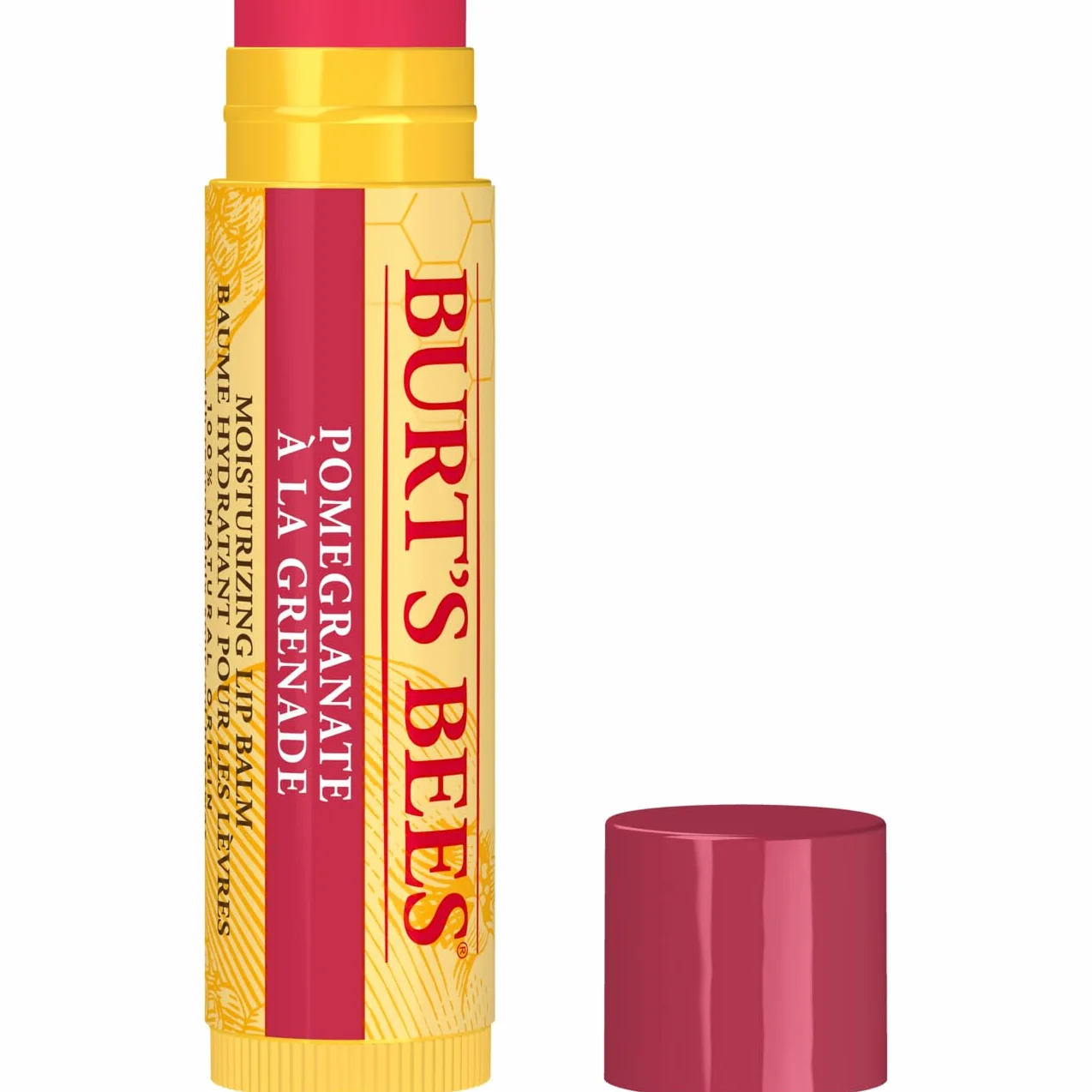 Burt's Bees Baume à lèvres teinté grenade 100% naturel cire d'abeille extraits de fruits 1 crayon