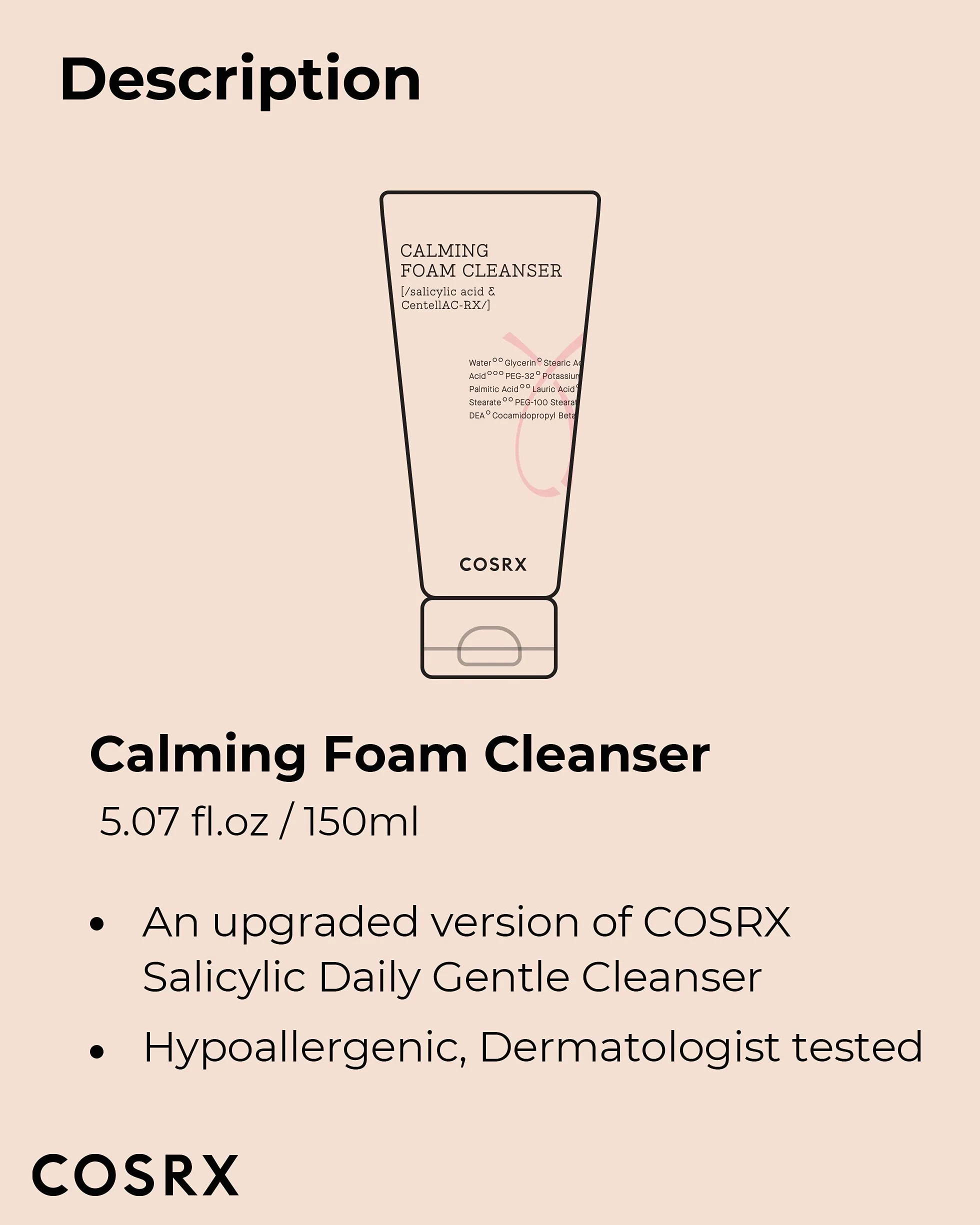 COSRX AC Collection Calming Foam Cleanser 150ml Facial Cleanser for Acne Prone Skin Sensitive Blemish Prone Skin