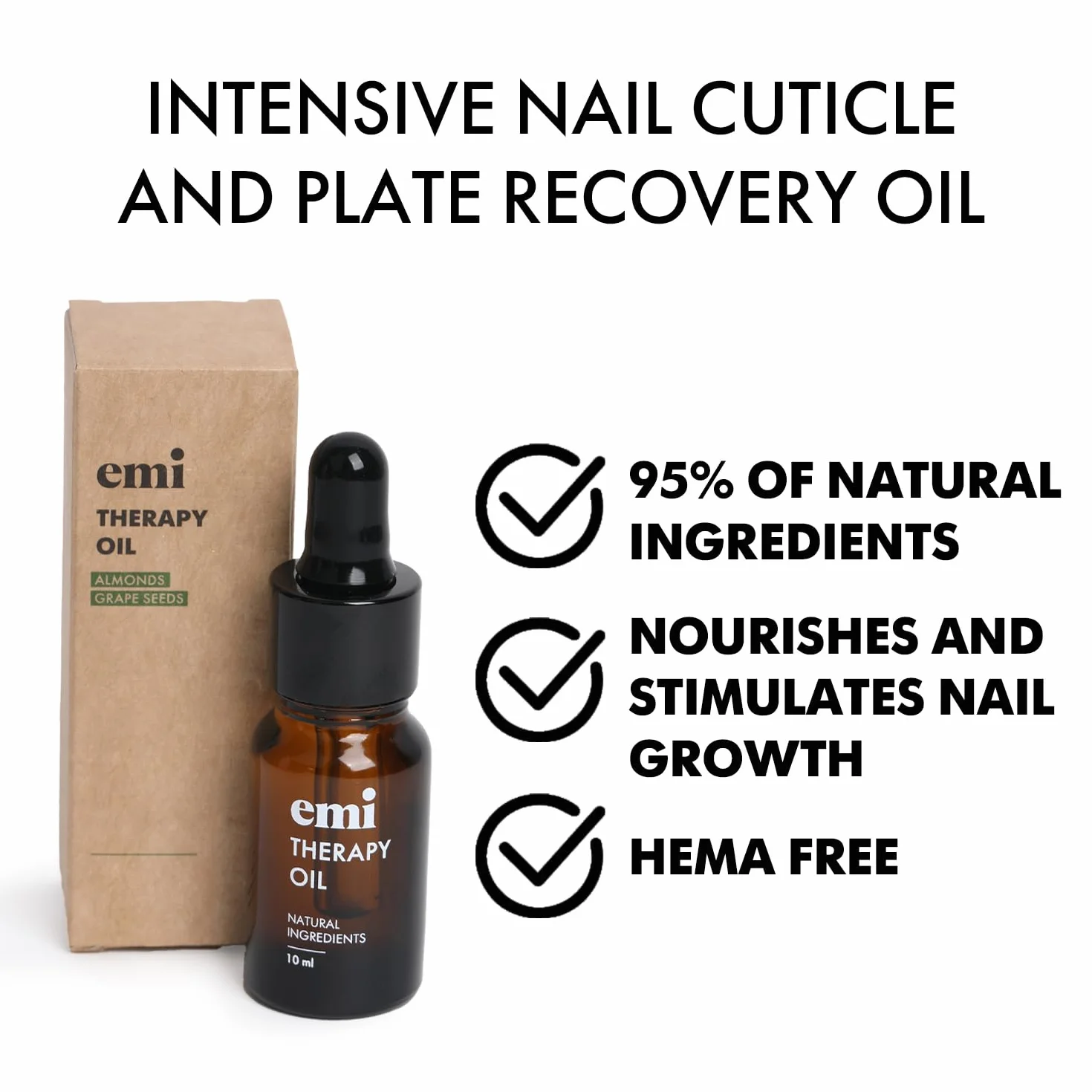 EMI Huile thérapeutique pour cuticules 95,35% huile d'amande naturelle 10 ml