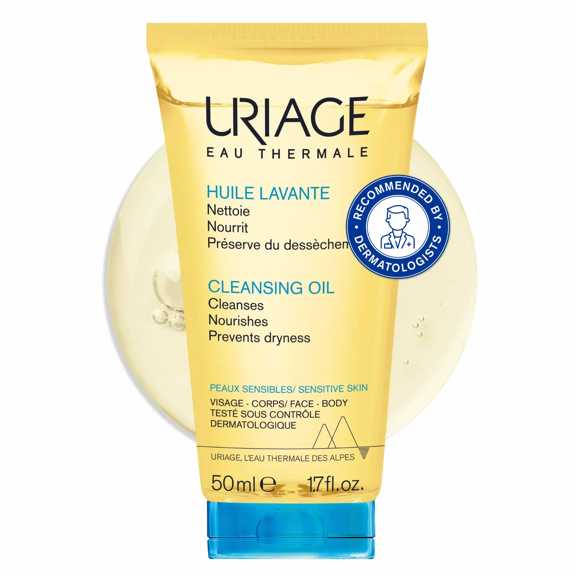 Uriage Huile de Douche 50ml Nettoyant Visage et Corps Peaux Sèches et Sensibles 25% Glycérine pH Physiologique Sans Savon