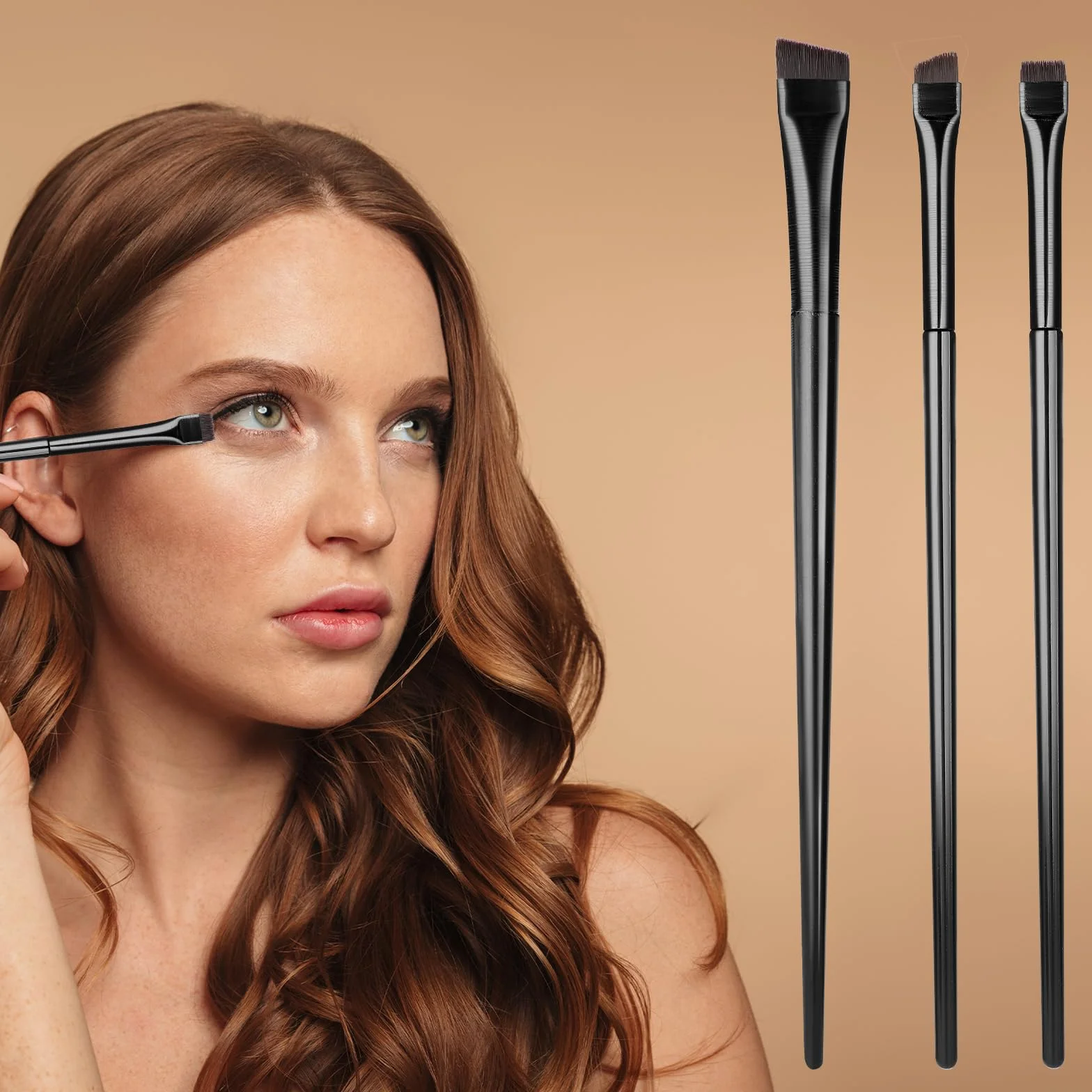 Pinceaux À Sourcils Lot De 3 Pinceau Biseauté Fin Poils Synthétiques Sans Cruauté