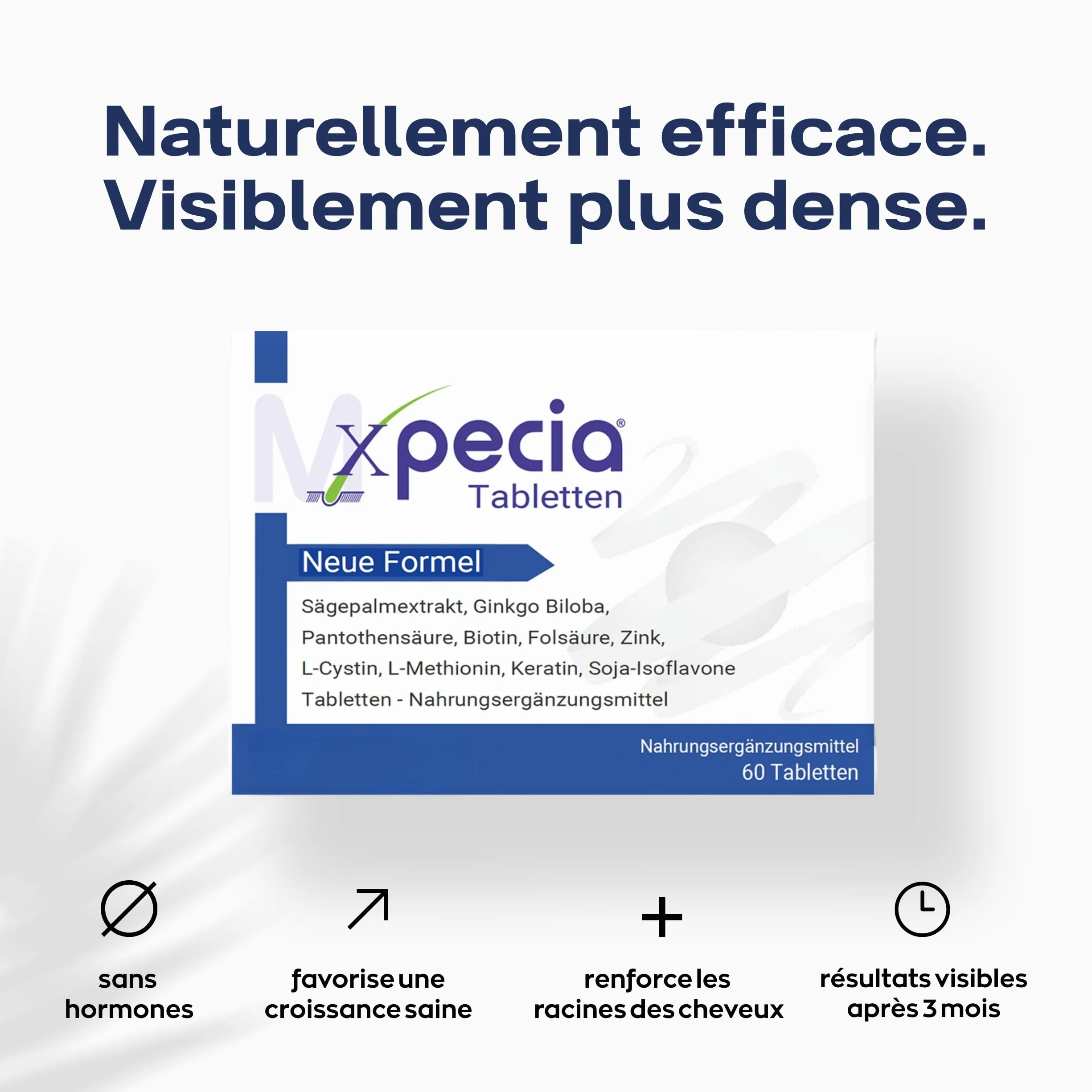 XPECIA Comprimés contre la chute des cheveux, bloque DHT, croissance cheveux 120 Unité (Lot de 2 boites de 60)