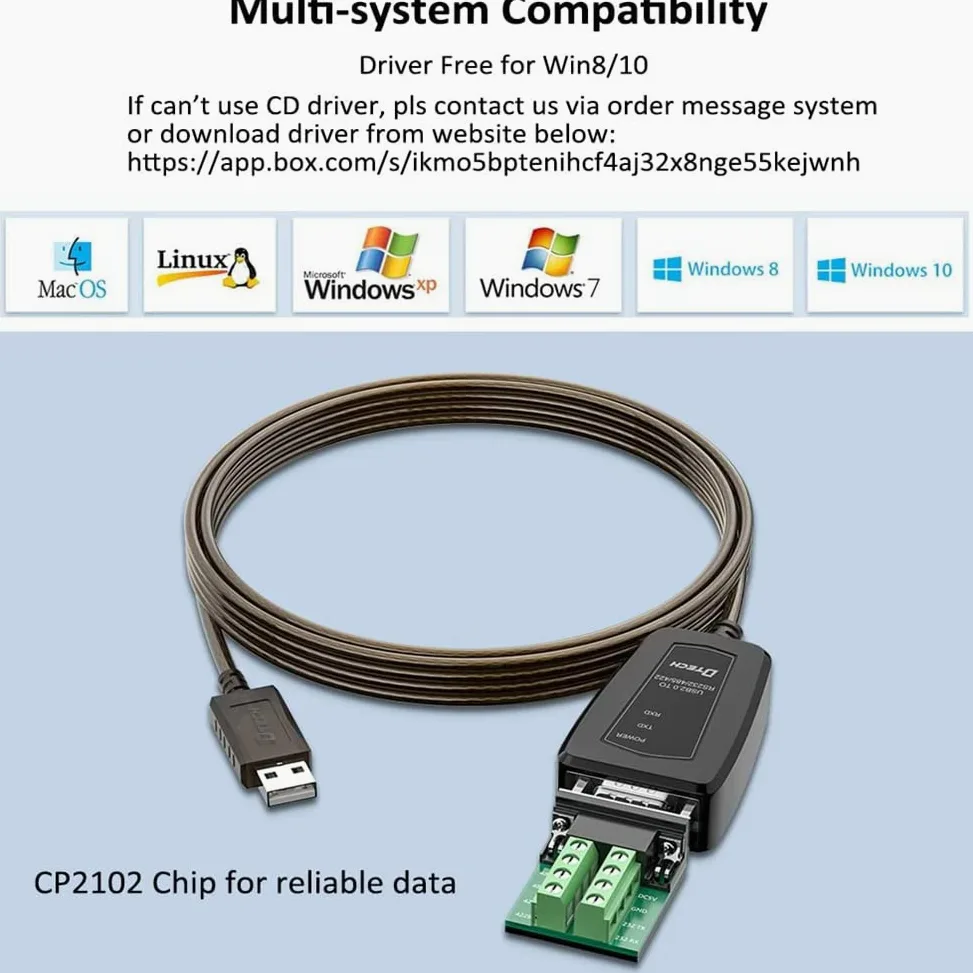 DTech Adaptateur USB vers série RS485 RS422 R232 avec tableau de bord LED prise en charge DC5V pour différents appareils de commande Windows 10 8 7 XP Mac (1,5 m (interface 3 en 1)