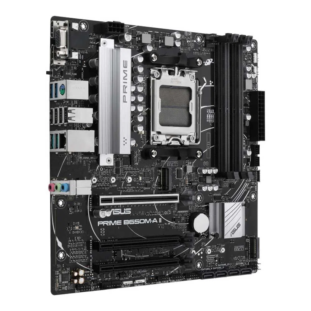 ASUS PRIME B650M-A II-CSM – Carte mère PRO AMD Ryzen B650 Micro-ATX (DDR5, PCIe 5.0 M.2, 2.5Gb Ethernet, DisplayPort, HDMI, VGA, USB 3.2 Gen 2, Aura Sync RGB)