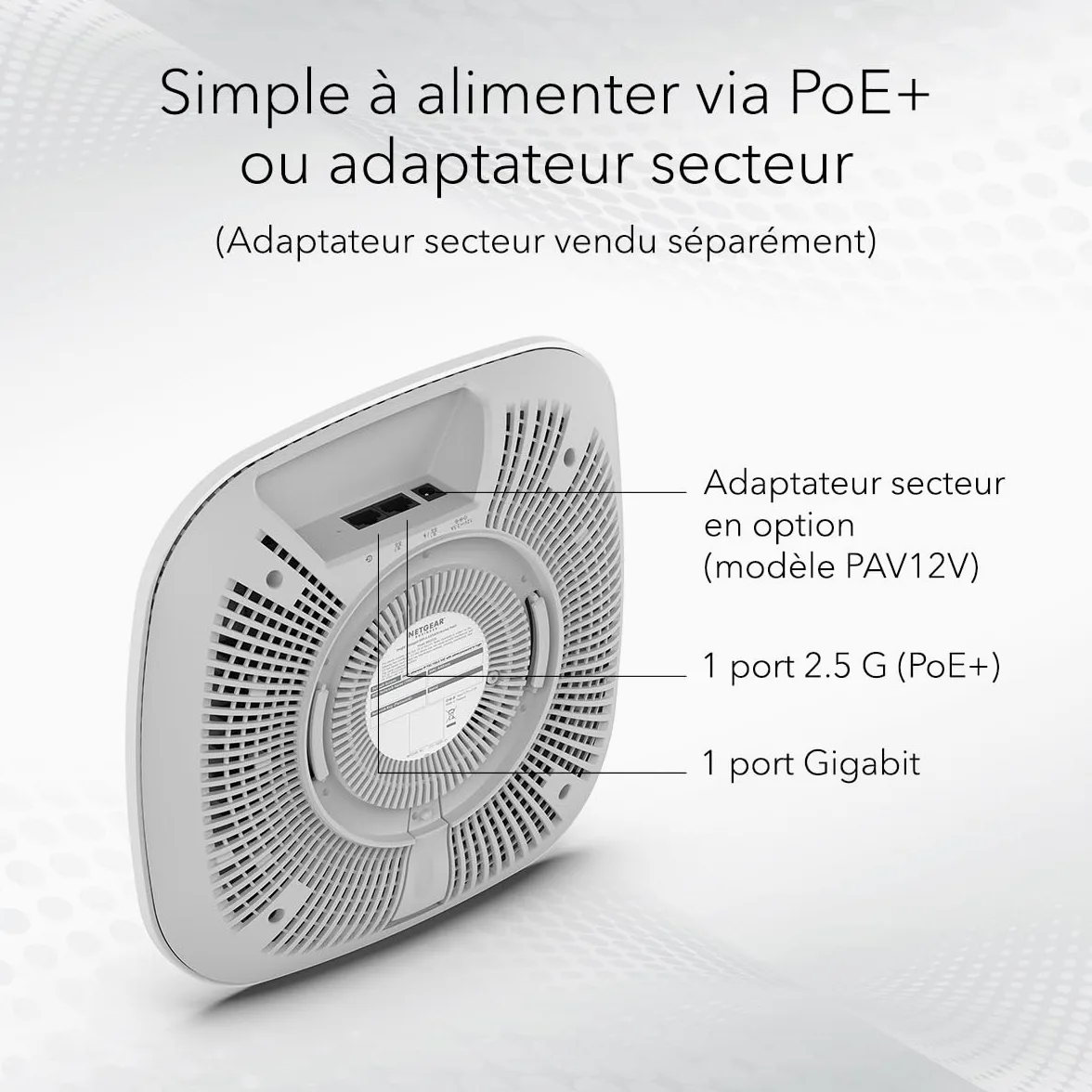 NETGEAR Points d'accès WiFi 6 PoE+ (WAX628) - WiFi 6 Tri Bandes AX5400, Borne WiFi 6, Port Ethernet 2,5 G, 802.11ax, MU-MIMO, Gestion à Distance Via Insight 4 ans, PoE+ Adaptateur Secteur en Option