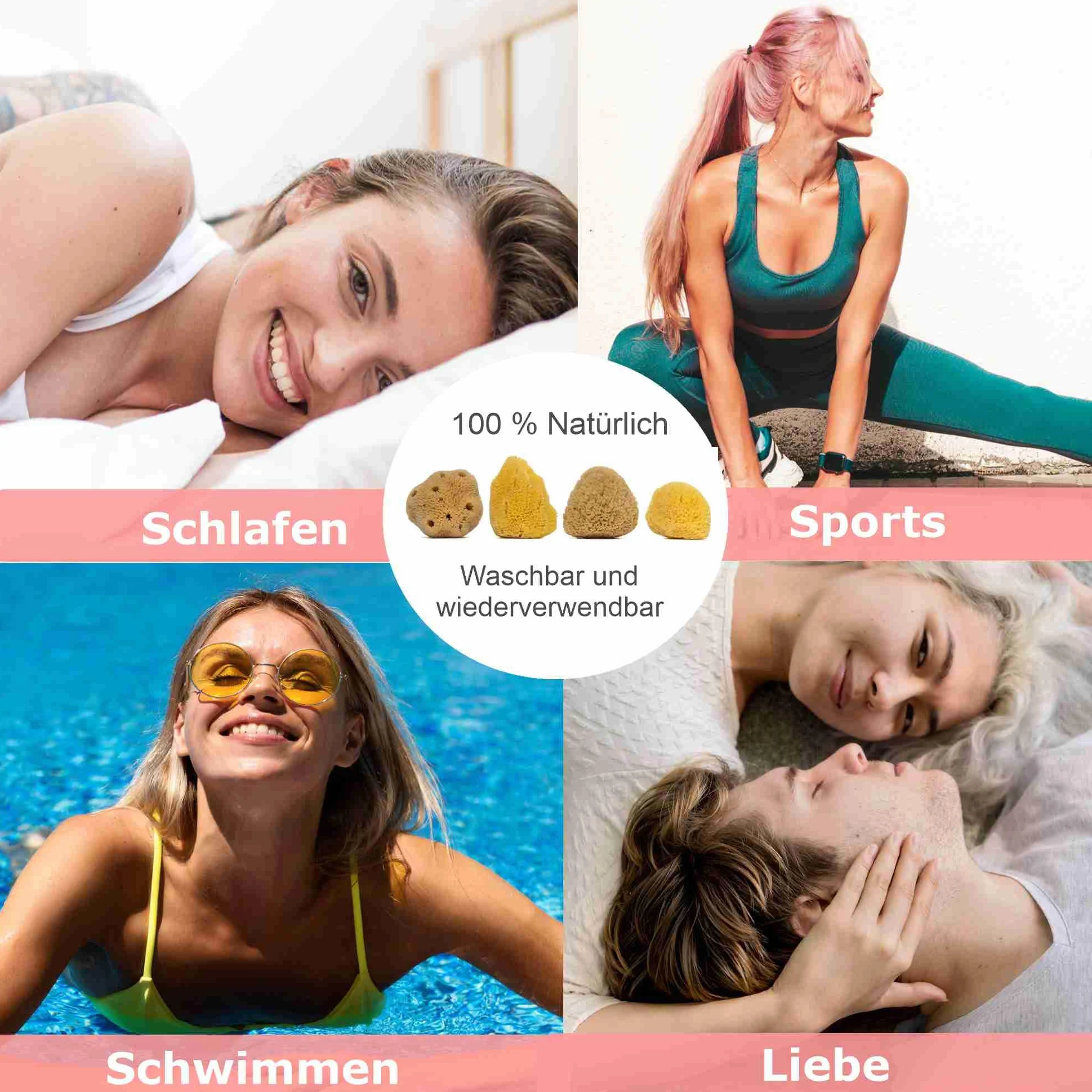 Éponges de mer intimes naturelles non blanchies 100% réutilisables taille 5-7 cm lot de 4