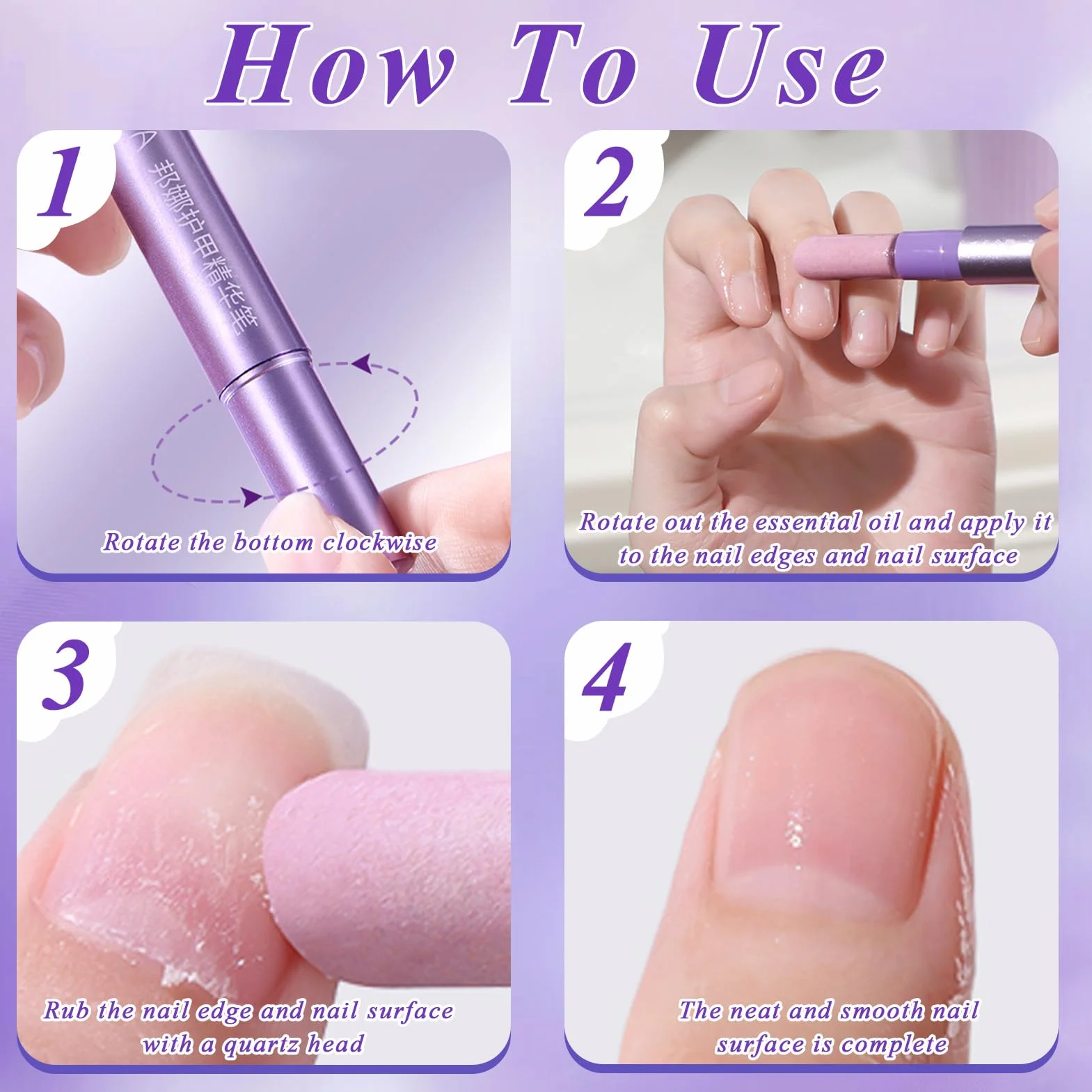Lot de 2 bâtons de soin des ongles 3 en 1 - Stylo à huile pour cuticules - Réparation des fissures et ongles secs