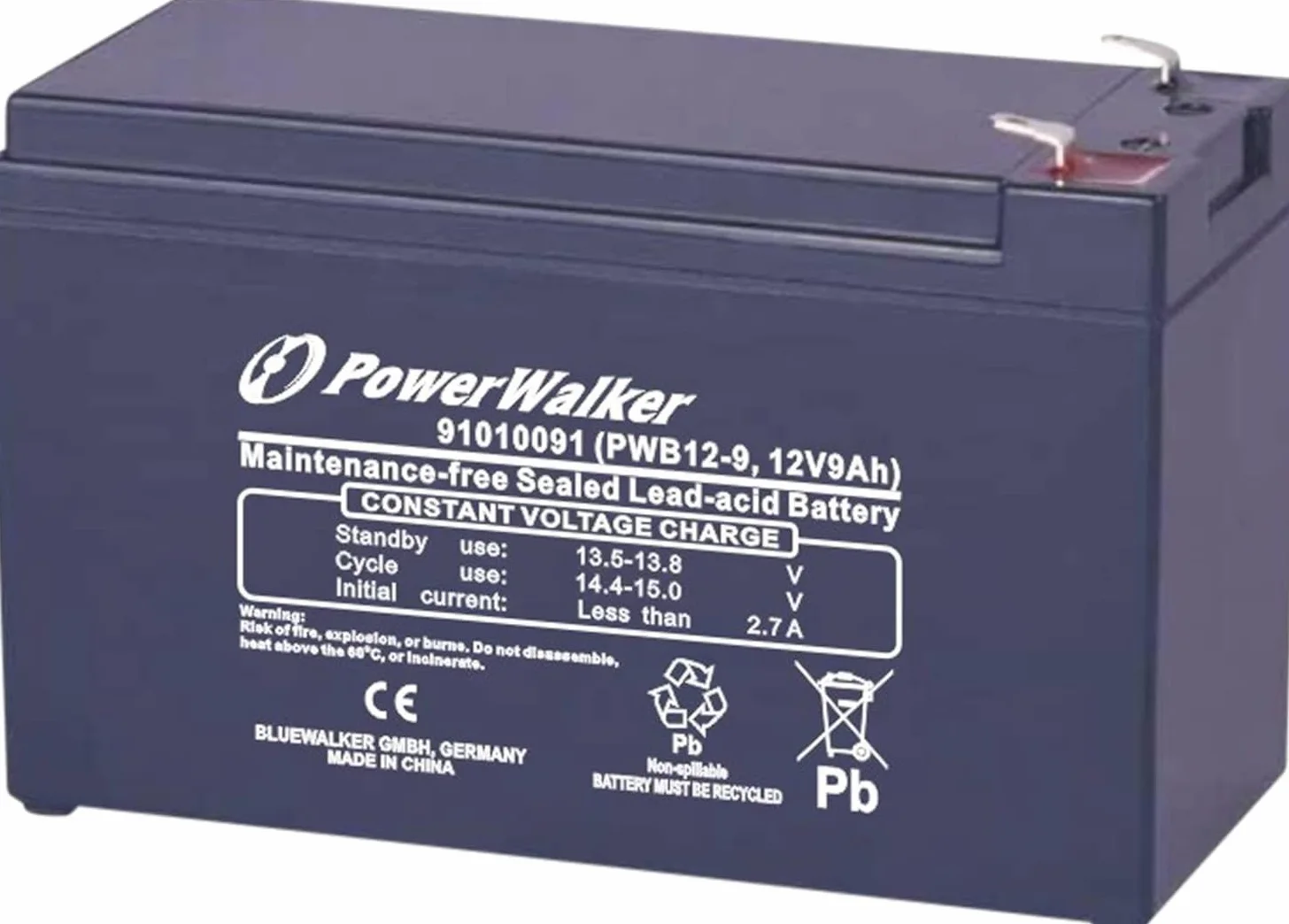 PowerWalker 12V/9Ah VRLA Batterie Plomb-Gel PWB12-9