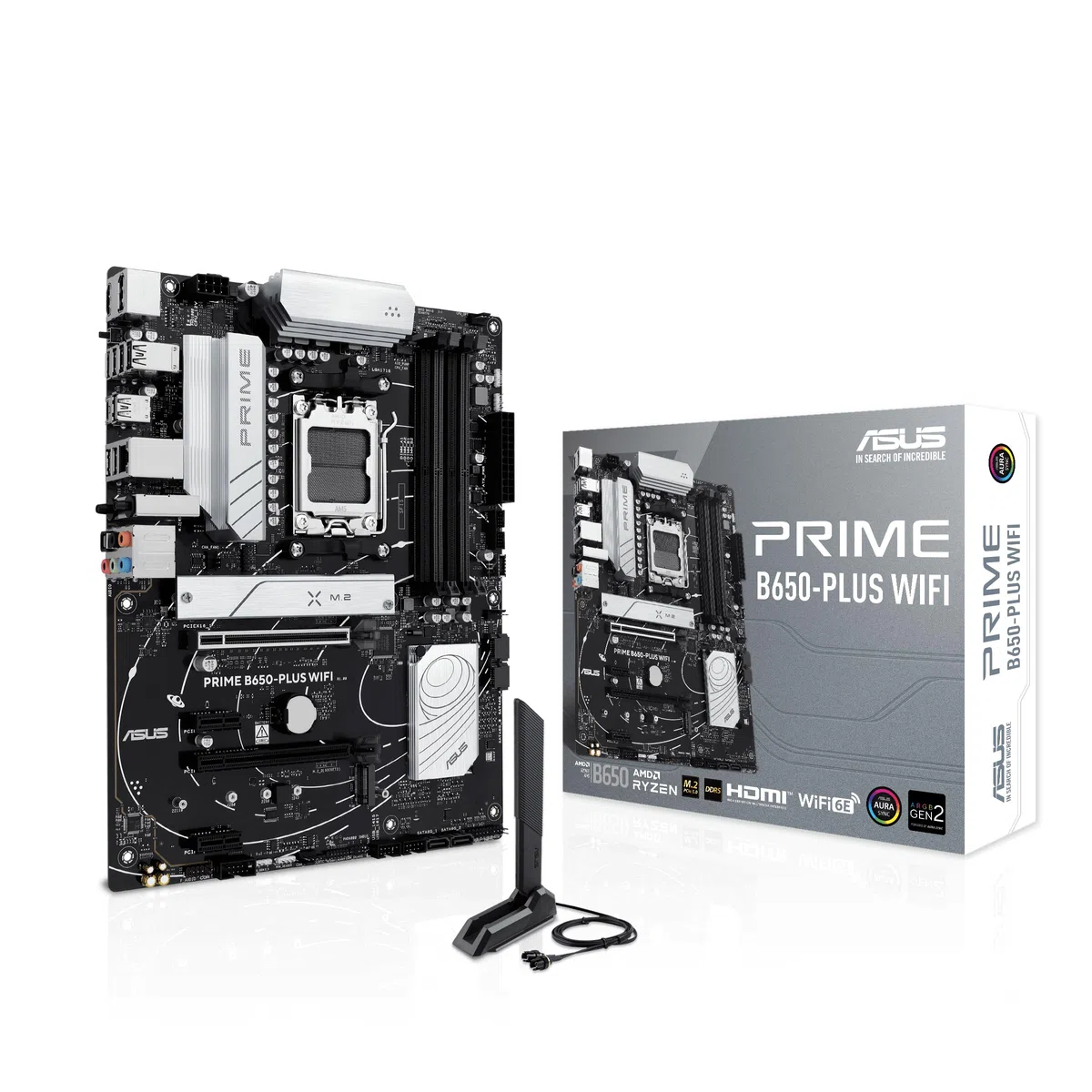 ASUS Prime B650-PLUS Carte mère WiFi AMD B650 AM5 Ryzen Desktop 9000 8000 & 7000 ATX, DDR5, PCIe 5.0 M.2, LAN 2,5 Go, WiFi 6E, HDMI, SATA 6 Gbit/s, USB Type-C, BIOS Flashback, Thunderbolt 4 en-tête