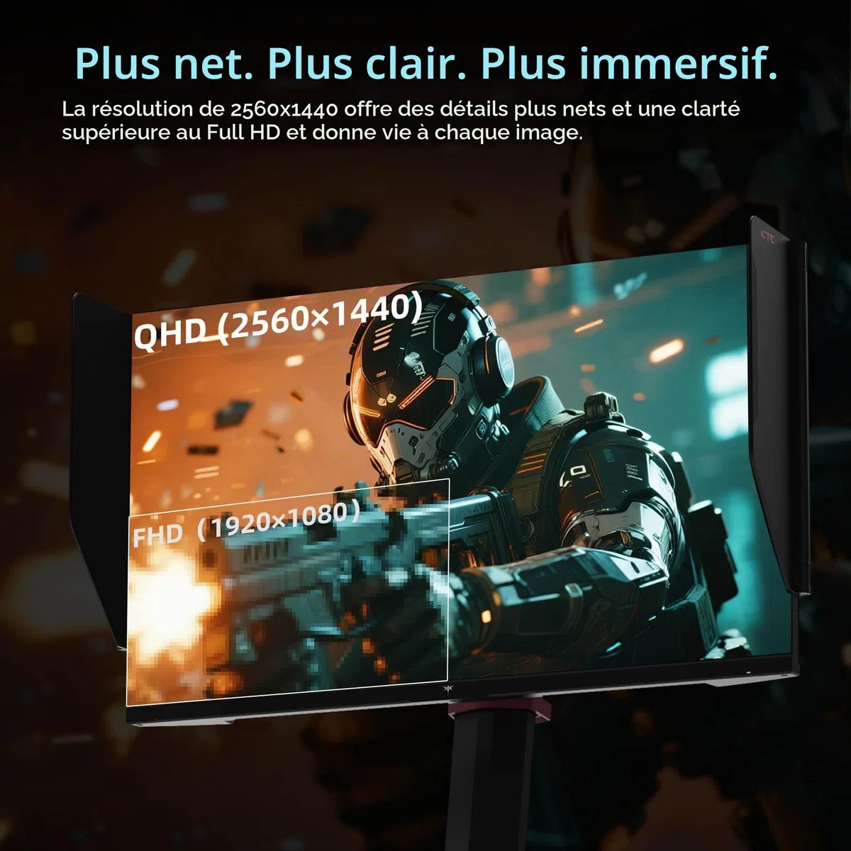 KTC 27'' Ecran PC Gamer, 275Hz 240Hz Écran, Fast IPS Moniteur Gaming, QHD 2K 2560 x 1440p, 1ms, Freesync & G-Sync, 100% sRGB, HDR400, Faible lumière Bleue, VESA 100x100, DP1.4/HDMI 2.0, H27E8