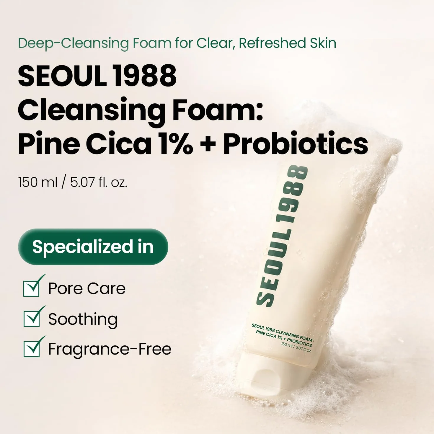 K-SECRET KSECRET SEOUL 1988 Mousse Nettoyante Cica de Pin 1% Probiotiques 150ml