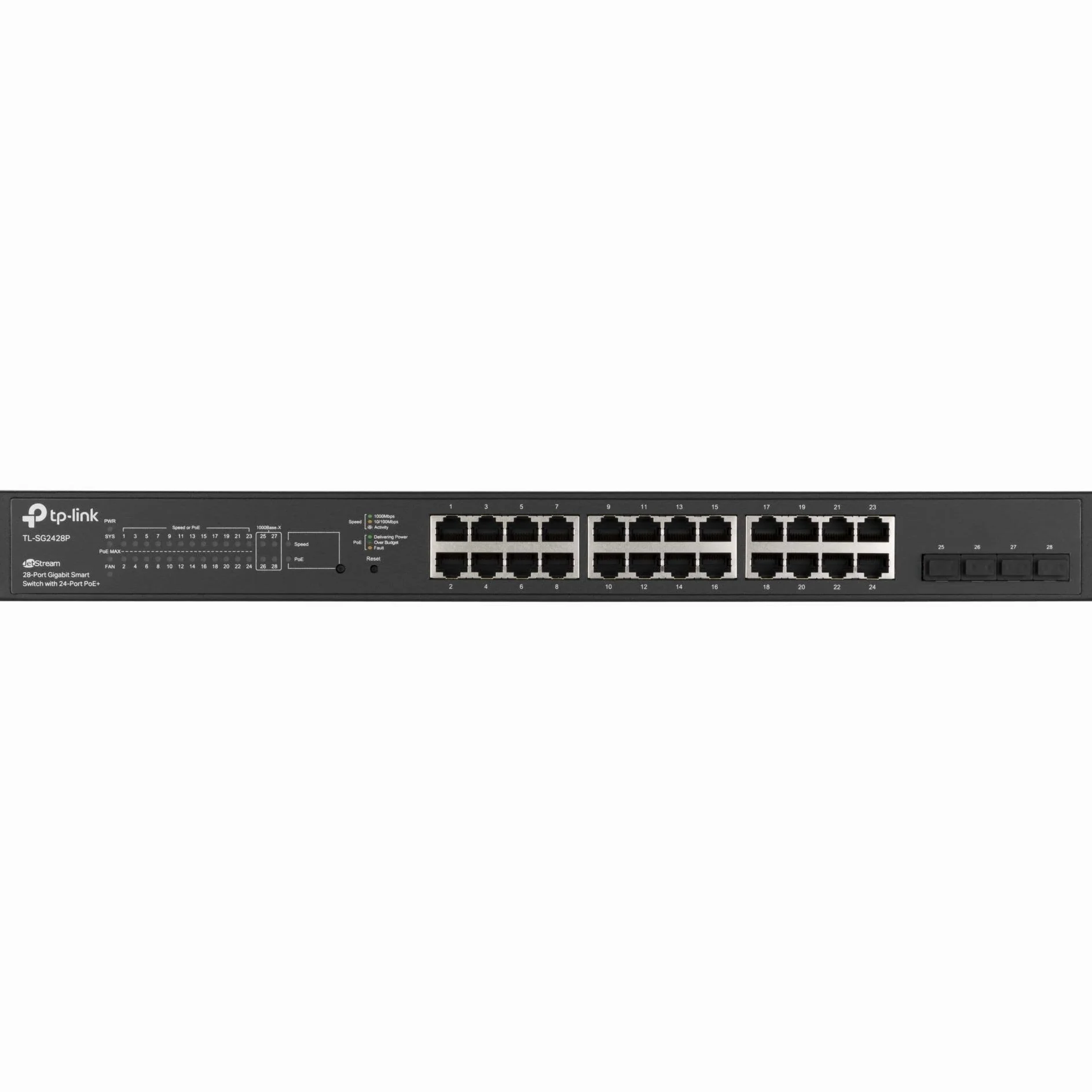 TP-Link Omada Switch PoE Gigabit 28 Ports RJ45, 24 Ports PoE+, TL-SG2428P | 4 ports SFP, Gestion centralisée via l'application Omada, Compatible Caméra IP/Point d'Accès/WiFi/Routeur, Idéal PME