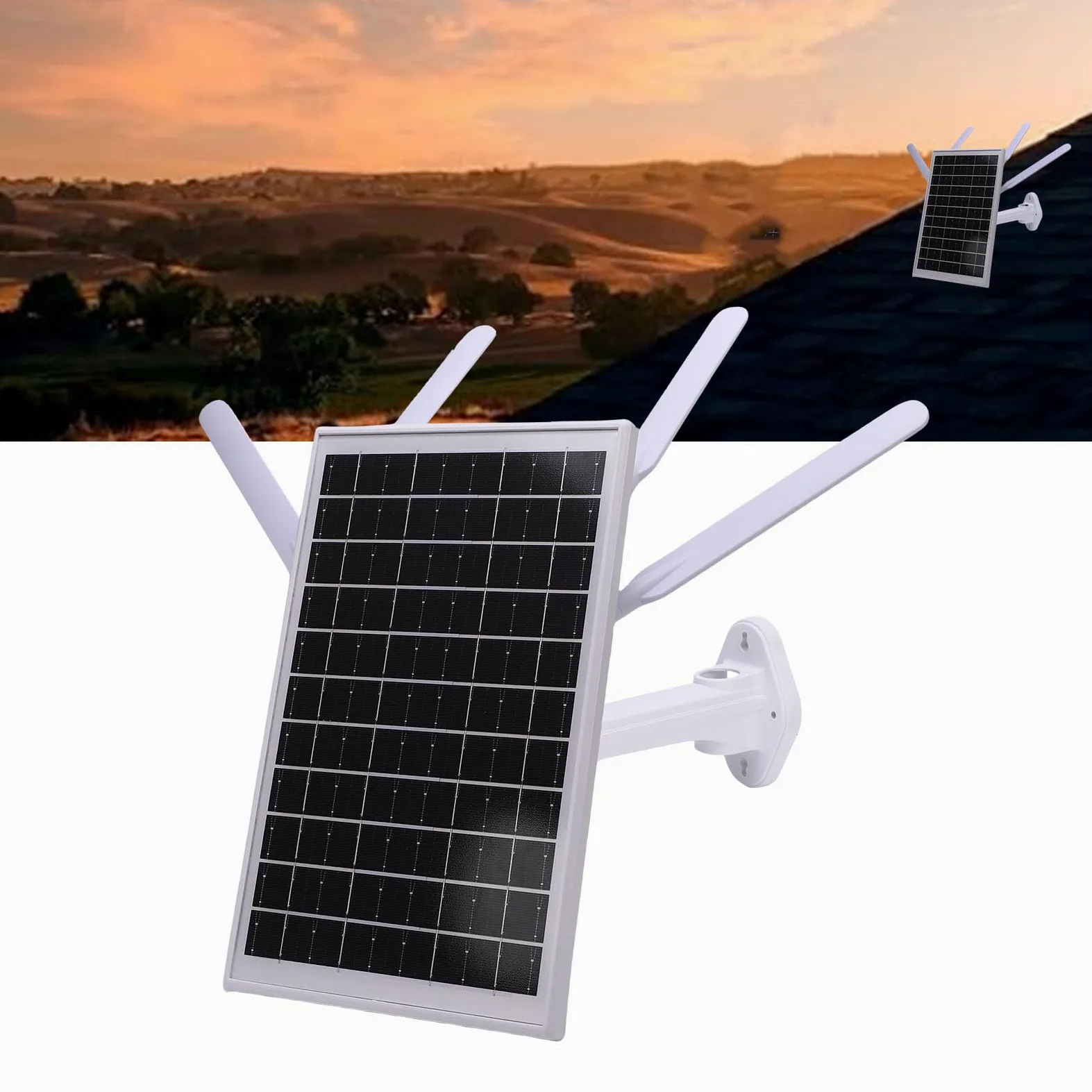 Haofy Routeur WiFi Solaire Extérieur 12W Panneau Solaire 18000mAh Batterie 300 Mbps 4G Modem LTE avec Fente SIM Slot IP66 Imperméable pour Le Camping RV Hors Réseau (Antennes Noires)