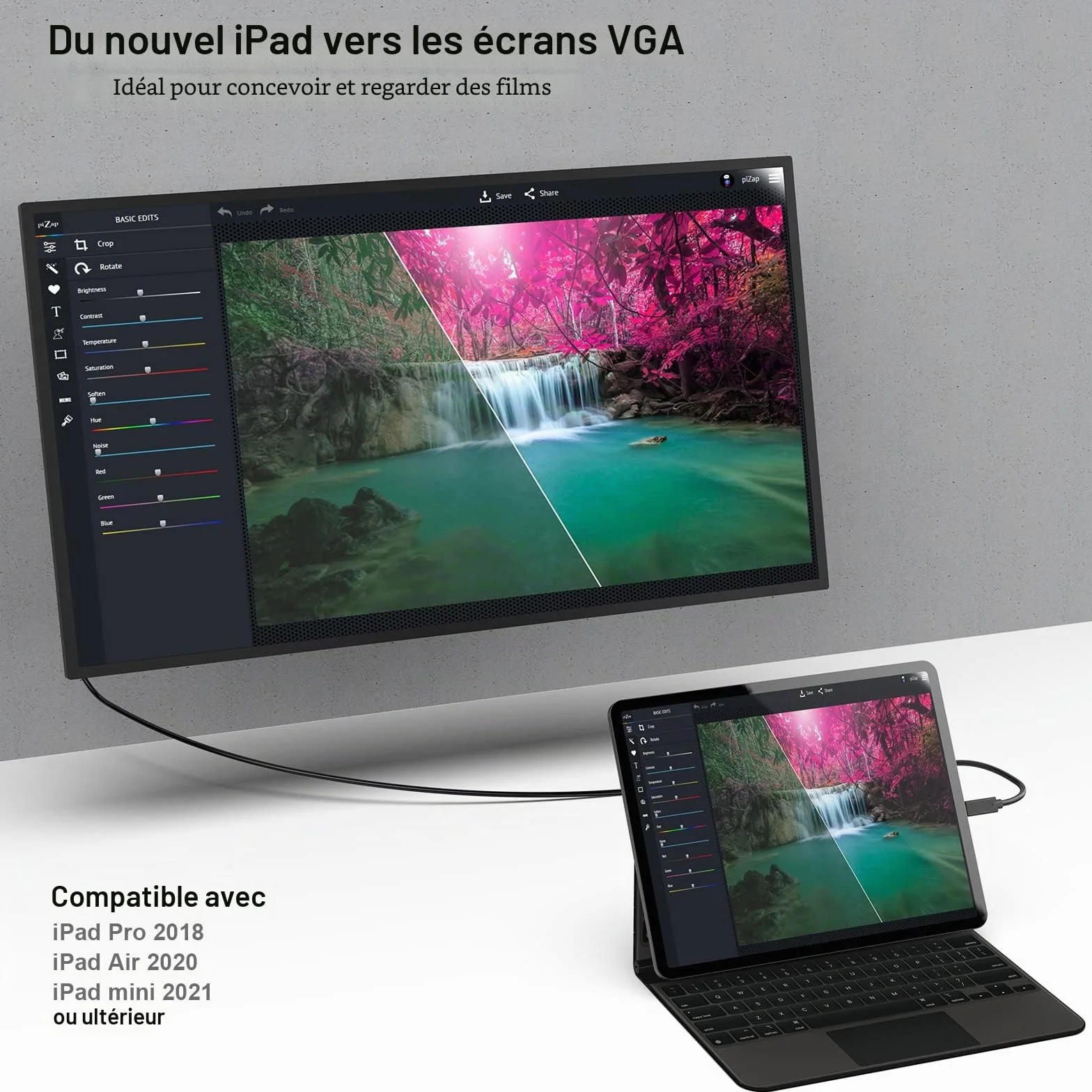 BENFEI Câble USB C vers VGA 0.9M USB Type-C Thunderbolt 3/4 pour iPhone 15 Pro Max MacBook Pro Air iPad Pro iMac S23 XPS 17 Surface Book 3