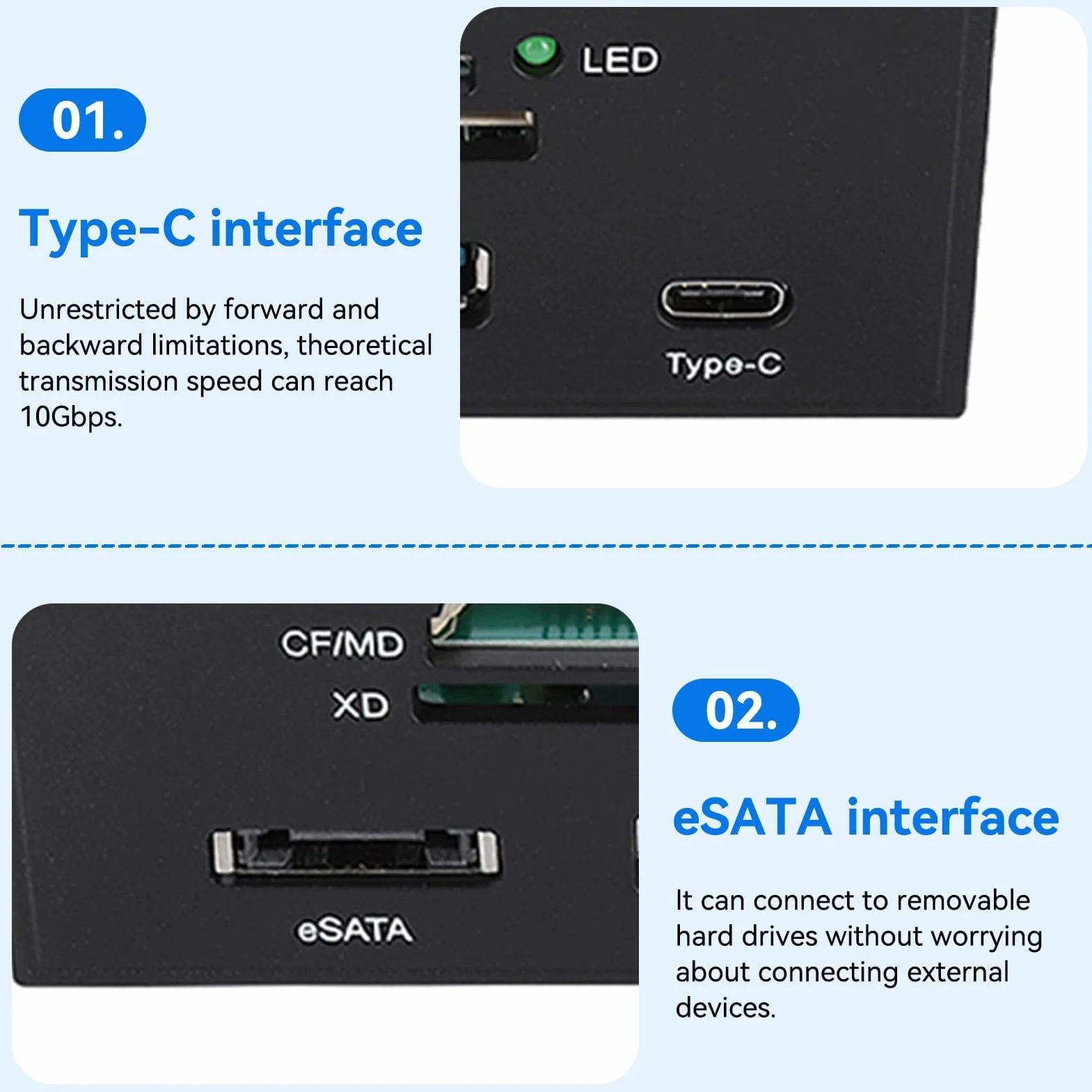 Lecteur De Carte Interne USB 3.0 5,25 Pouces Panneau Avant Tout-en-Un M2 SD MS XD CF TF
