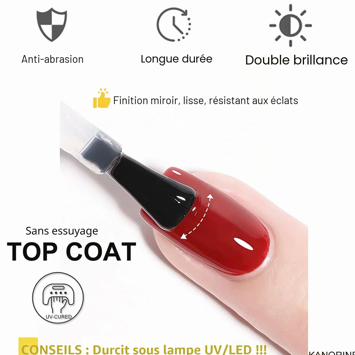 No-Wipe Top Coat Semi Permanent UV/LED Gel Nail Polish 10ml