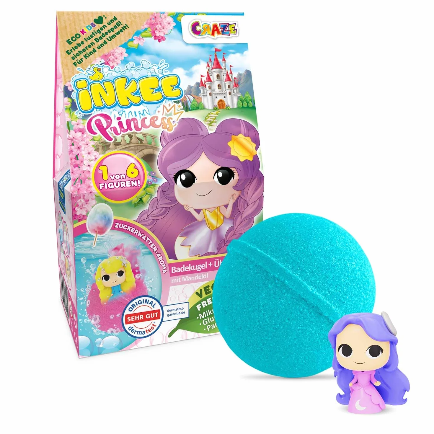 INKEE Bombe de Bain Enfant Princesse avec Surprise Figurine, 100g