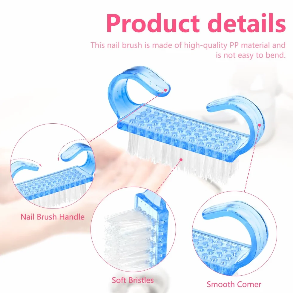Lot de 4 Brosse à Ongles avec Poignée en Plastique, Outil de Nettoyage Nail Art, Brosse Exfoliante pour Ongles et Orteils