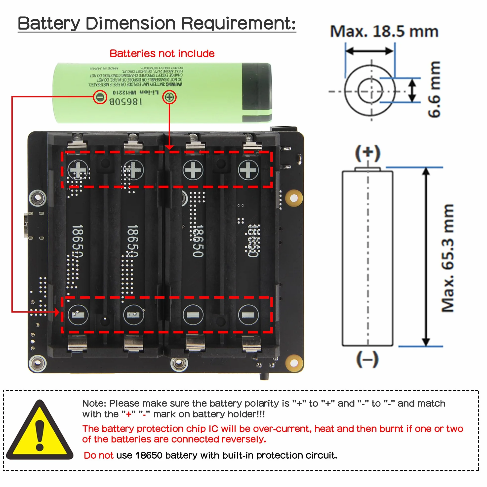 Geekworm Raspberry Pi 5 UPS X1202, 4-Cell 18650 UPS 5.1V 5A Output, 6-18V Input