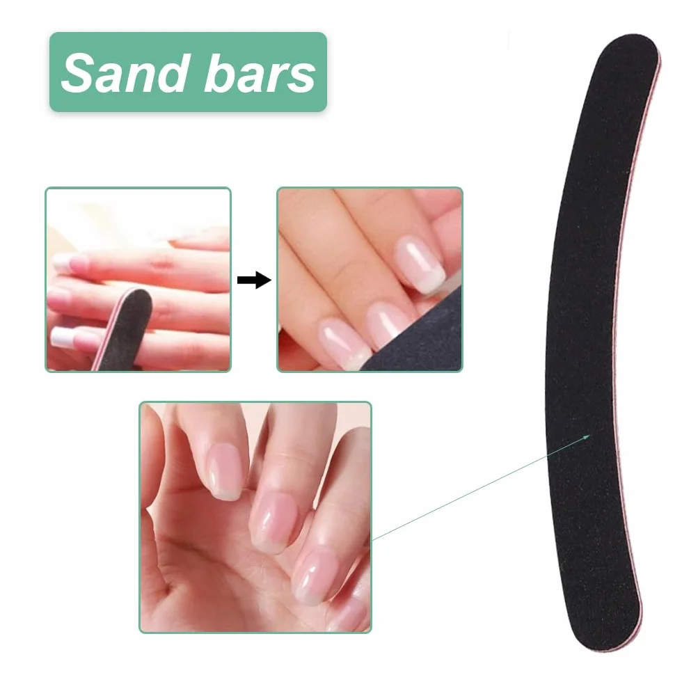 Limes à Ongles Professionnelles 4 Pcs Incurvé Banane Double Face