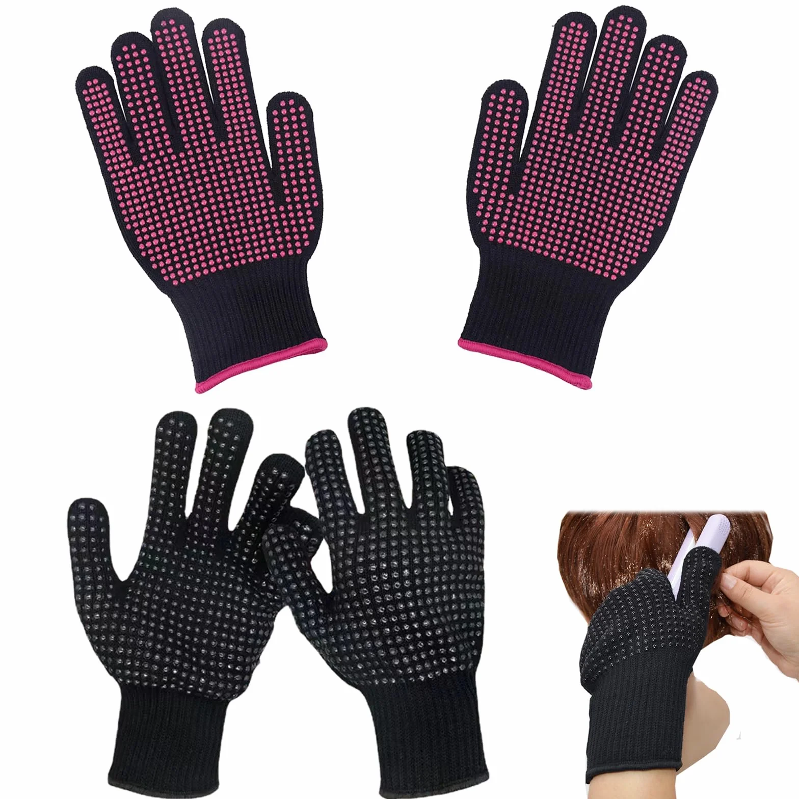 Gants de Coiffure Résistants à la Chaleur 2 Pcs Protection Thermique Professionnels