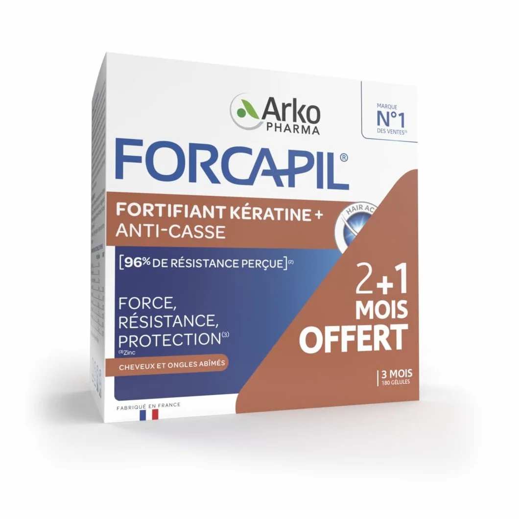 Arkopharma Forcapil Fortifiant Kératine+ Programme 3 mois 120 Gélules