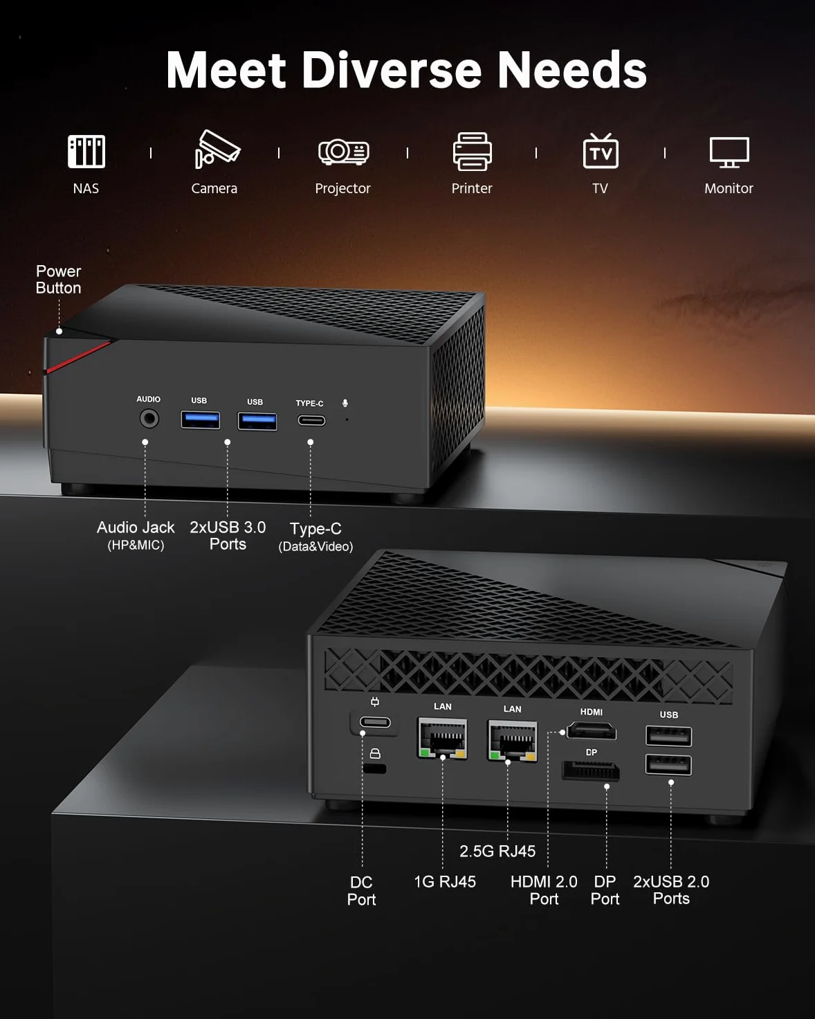 NiPoGi AM06 Pro Mini PC 16 Go DDR4 1 to M.2 SSD, АMD Ryzen 5 7430U, 6C/ 12T | jusqu'à 4,30 GHz, Mini ordinateur de bureau W-11 Pro pour école/bureau/HTPC, WiFi 6, Double LAN, triple écran 4K.
