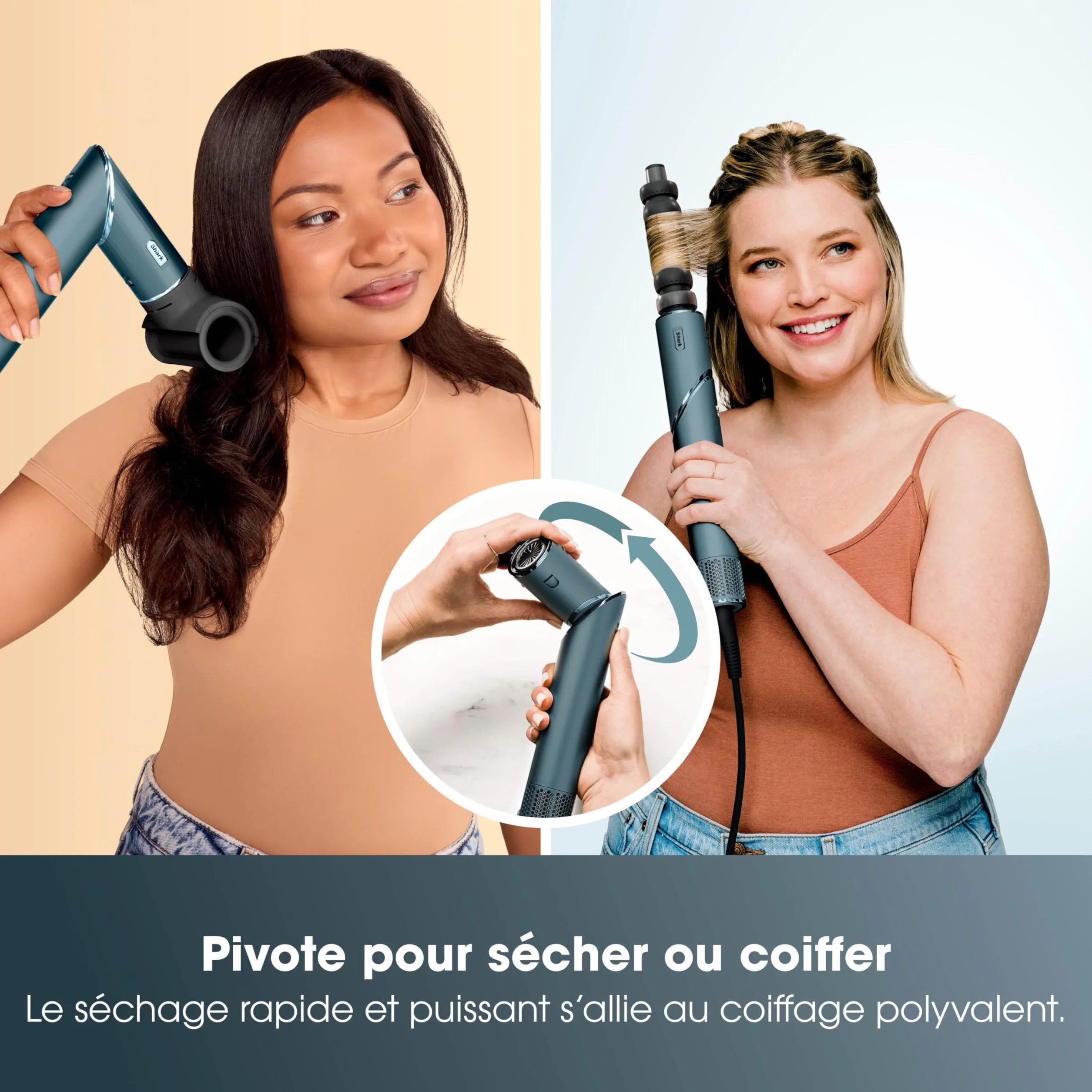 Shark FlexStyle HD456TLEU Bleu sarcelle Boucleurs à Air Anti-Frisottis Brosse Ovale Concentrateur
