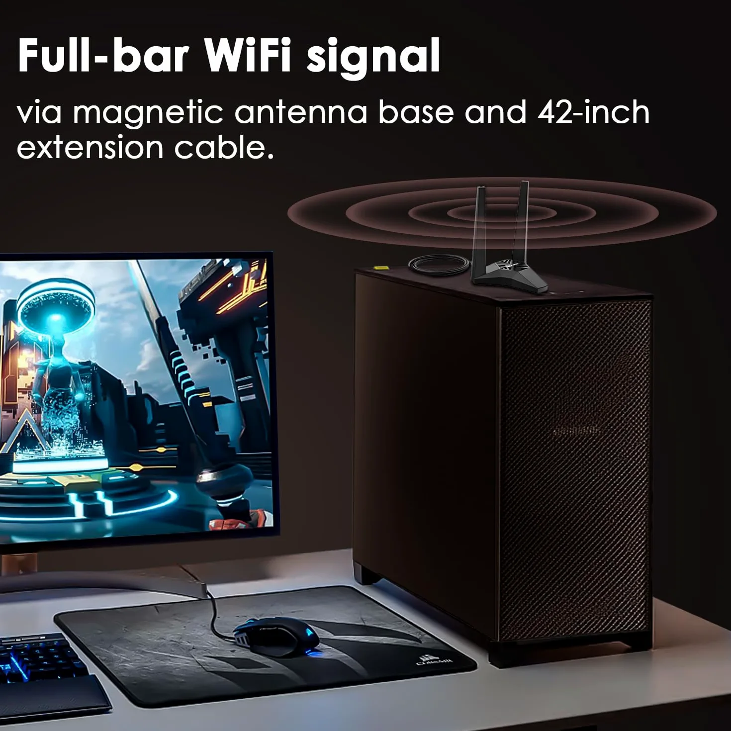 WAVLINK AXE5400 Carte réseau WiFi 6E PCIe Tri-Band AX210 Adaptateur sans fil avec Bluetooth 5.3, MU-MIMO, WPA3, OFDMA, support à profil bas, dissipateur de chaleur, pour PC Windows 10/11