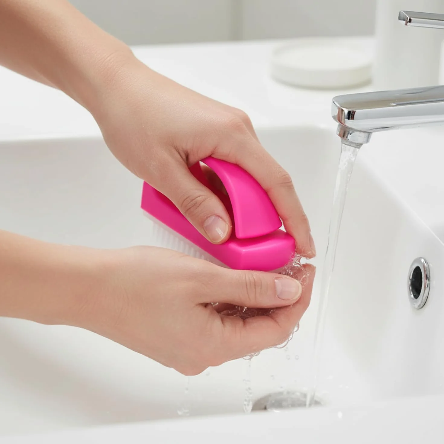 Brosse de lavage pour les mains et les ongles com-four avec poignée 04 Stück Farbmix