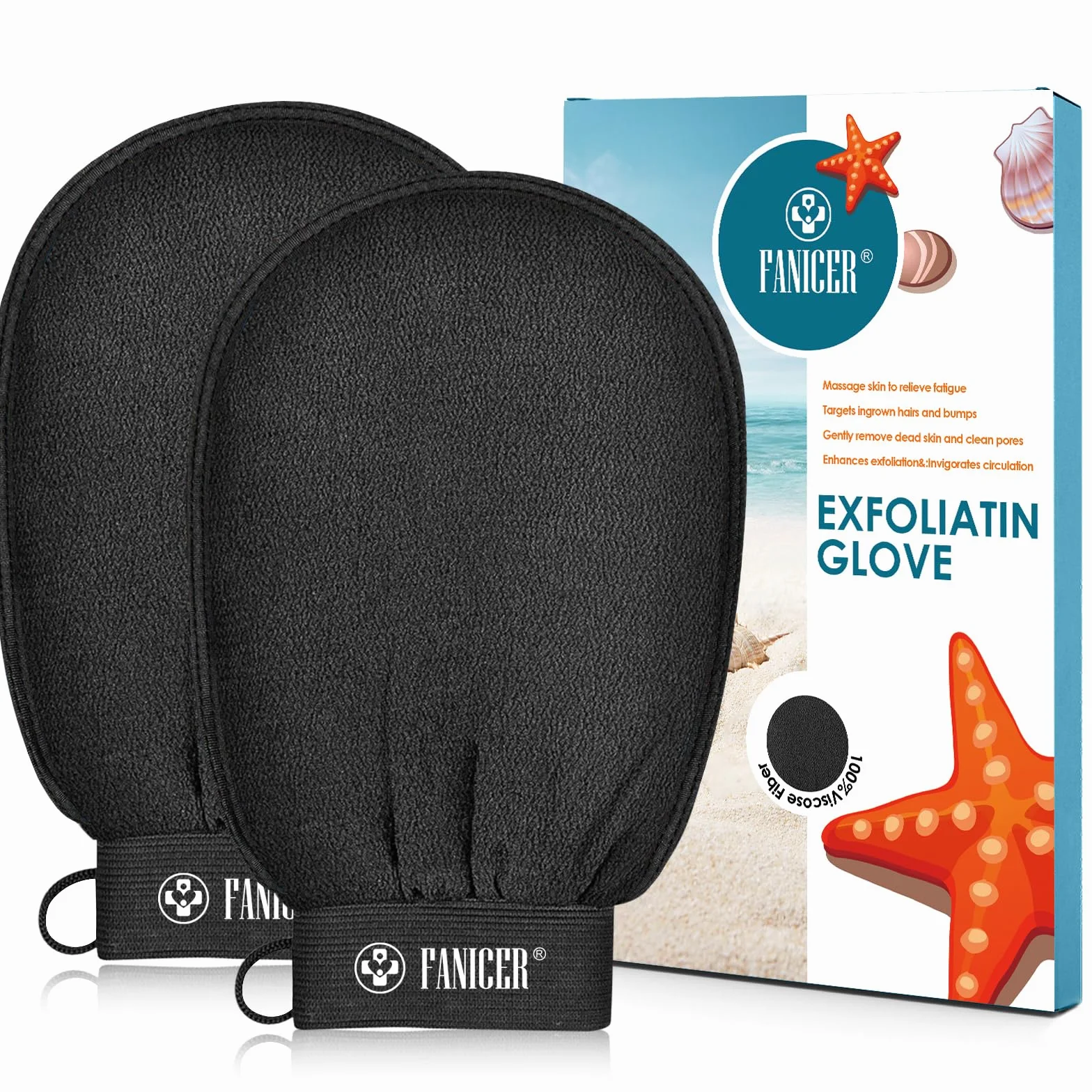 Gant Exfoliant pour le Corps, Gants Gommage Corps et Visage, Doux Exfoliants Noir