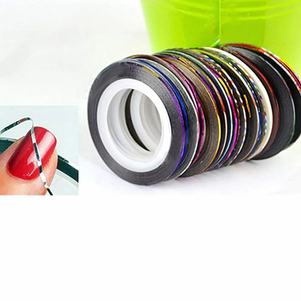 Nail Art Narrow Line Striping Tape Sticker 10 Couleurs Mixtes DIY Nail Tip Décorations Adhésif