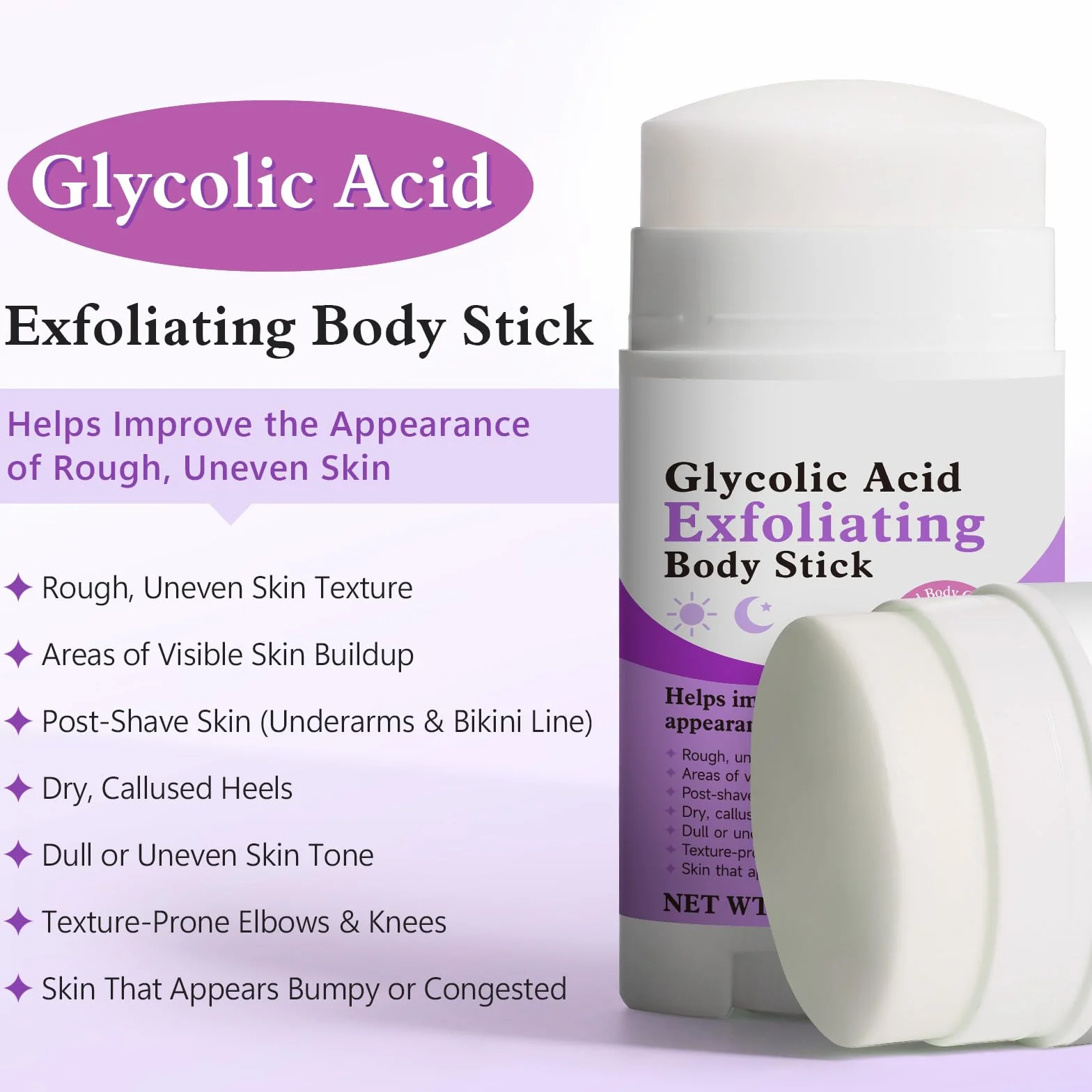 Bâton Exfoliant Corps Acide Glycolique 75 G 7% Acide Glycolique 0,5% Acide Salicylique AHA BHA