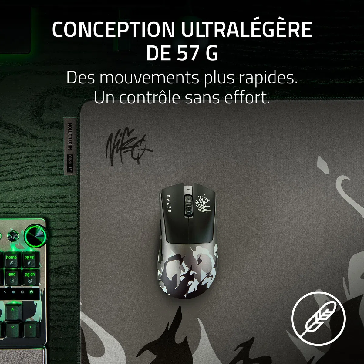 Razer DeathAdder V4 Pro NIKO Edition - Souris Esport sans Fil Ergonomique ultralégère - 57 g - 2,4 GHz Hyperspeed - Focus Pro 45K Sensor - 8K Hz Polling - Switches optiques Gen-4 - PC/Mac | NIKO