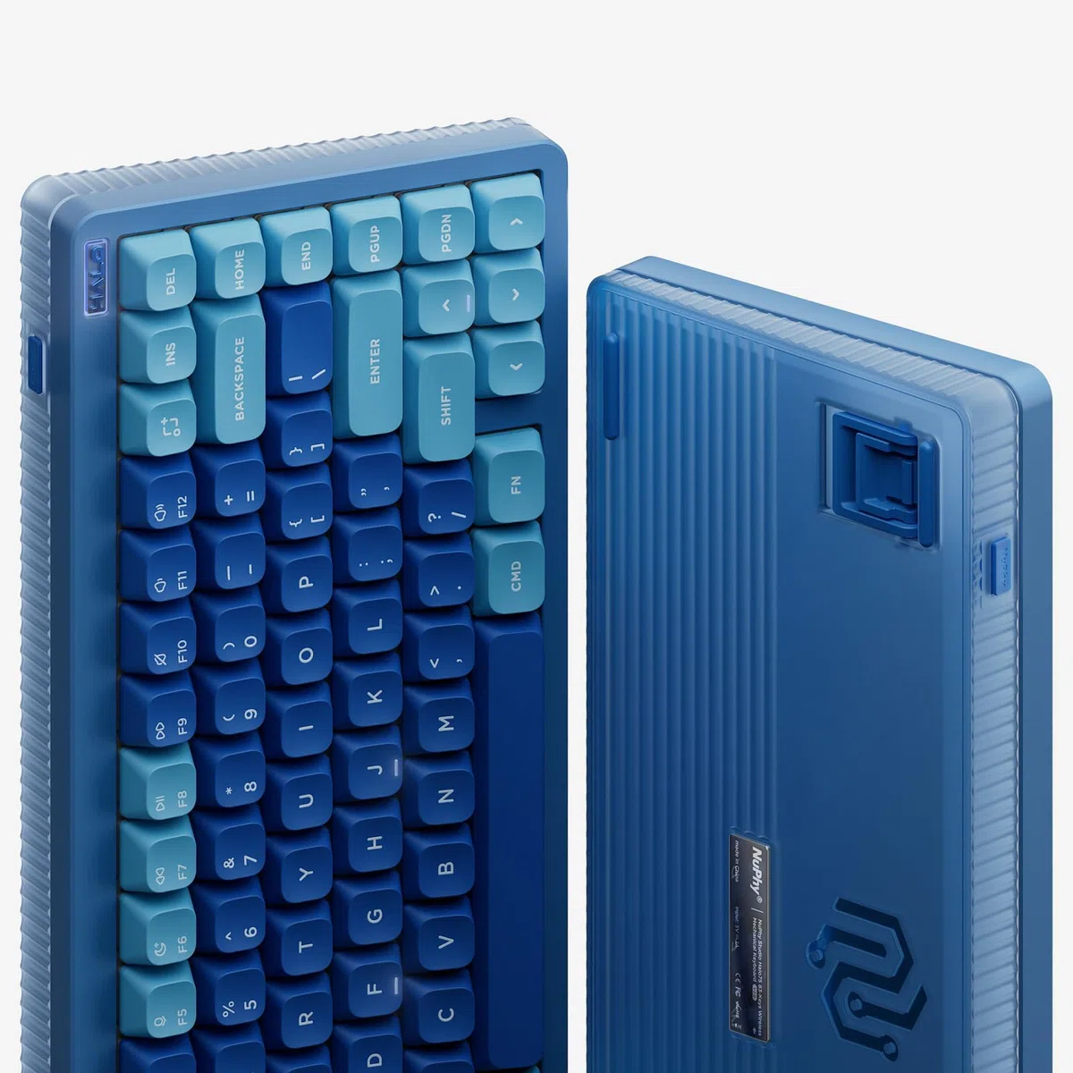 nuphy Halo75 V2 Clavier Mécanique de Jeu, 75% sans Fil Hot Swappable Bluetooth, 83 Touches, RGB Rétro-éclairé, Supporte Bluetooth/2.4GHz/USB-C - (Bleu, Mint (37gf))
