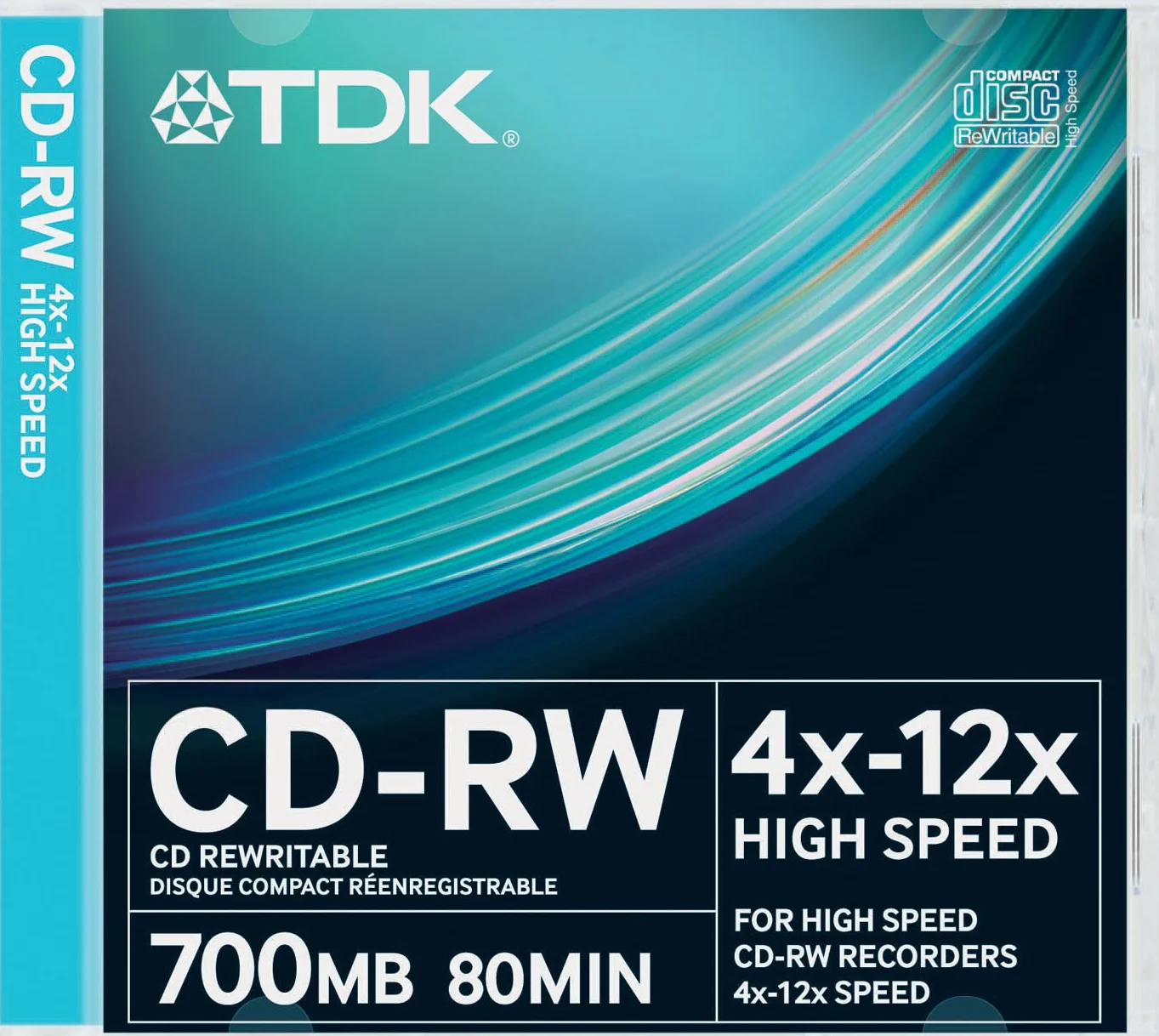 TDK CDRW High Speed 12 Boîtiers Fins