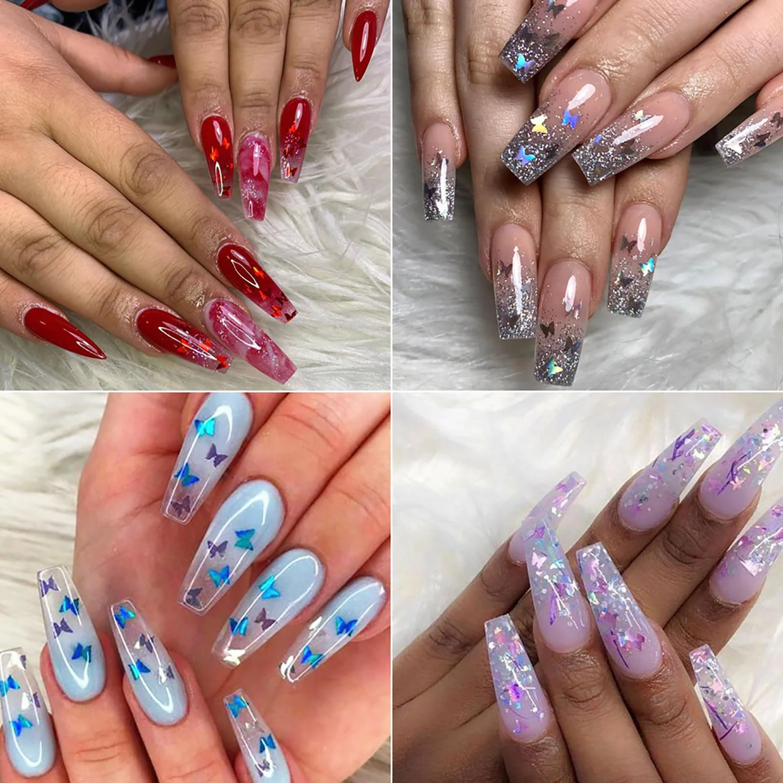 Paillettes 12 Couleurs Holographiques Glitter Nail Art 3D Papillon
