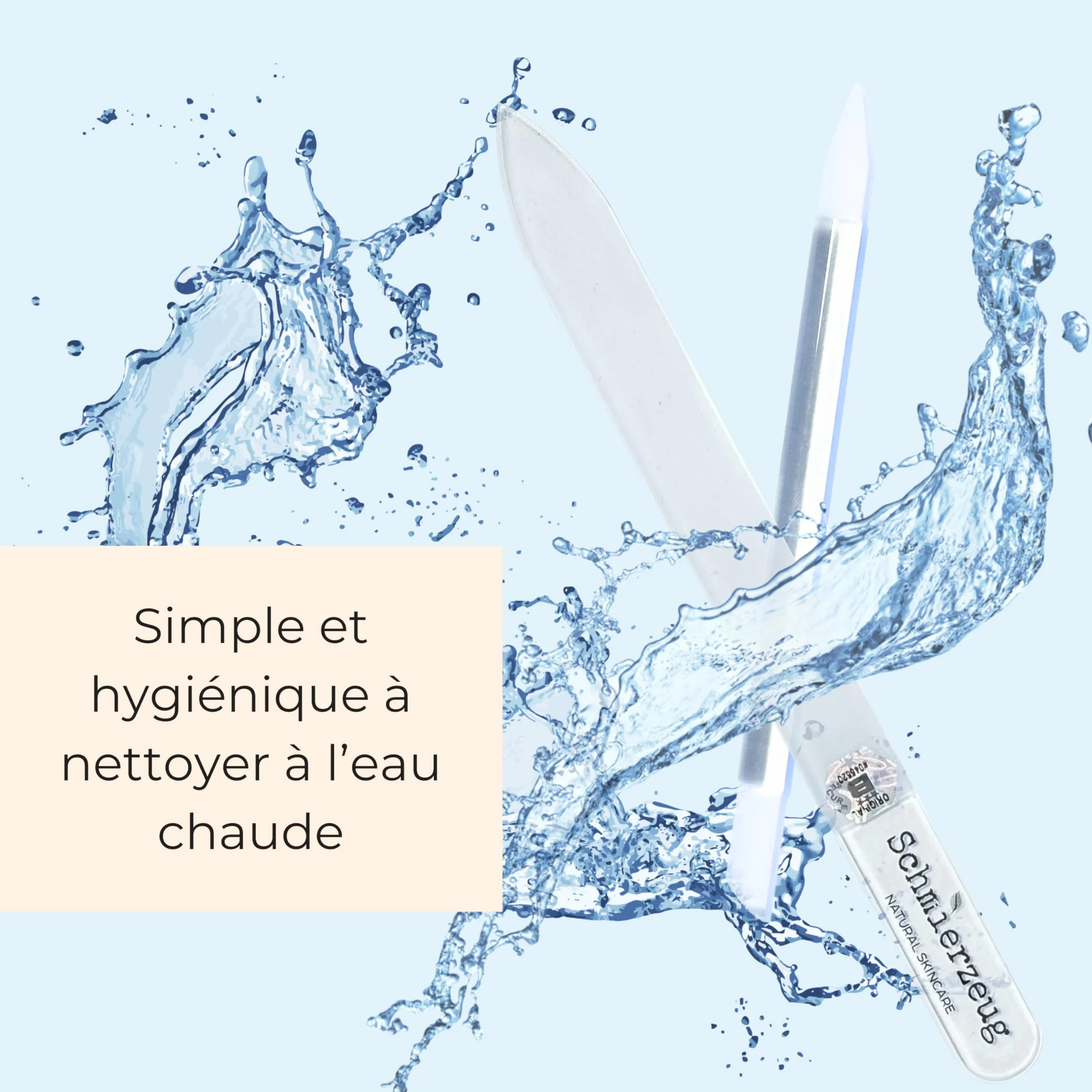 Lot de limes à ongles en verre avec bâton de manucure et étui en feutre
