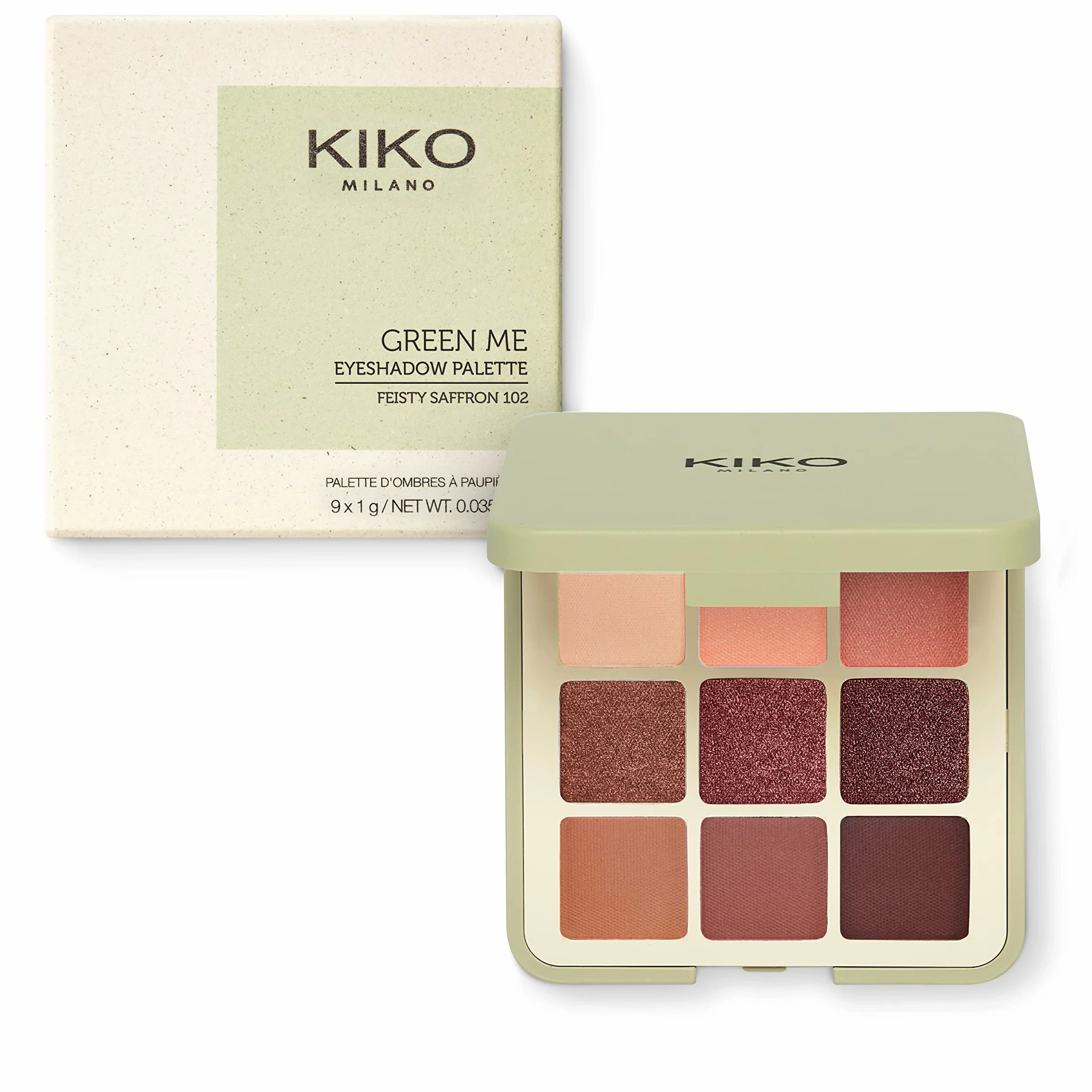 KIKO Milano Green Me Eyeshadow Palette 102, 9 Ombres à Paupières Mat, Nacré, Métallisé