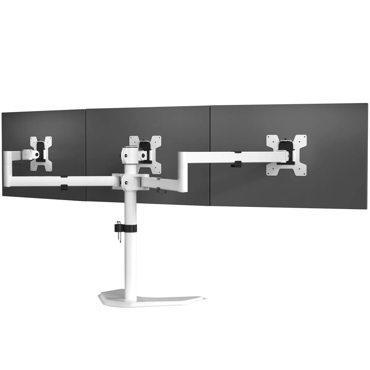 WALI Support triple écran, sur pied pour trois écrans LCD, entièrement réglable, convient pour 3 écrans jusqu'à 68,6 cm, capacité de poids de 10 kg par bras (MF003-W), blanc
