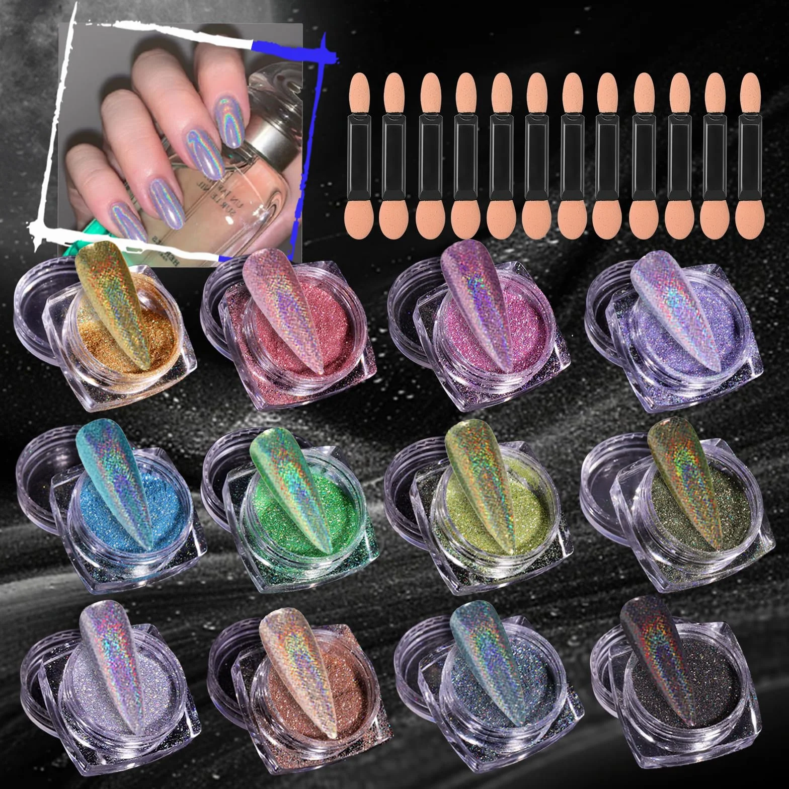 Boîte Poudre Chrome Ongle Effet Miroir, Nail Art Paillette Manucure Décoration Ongle