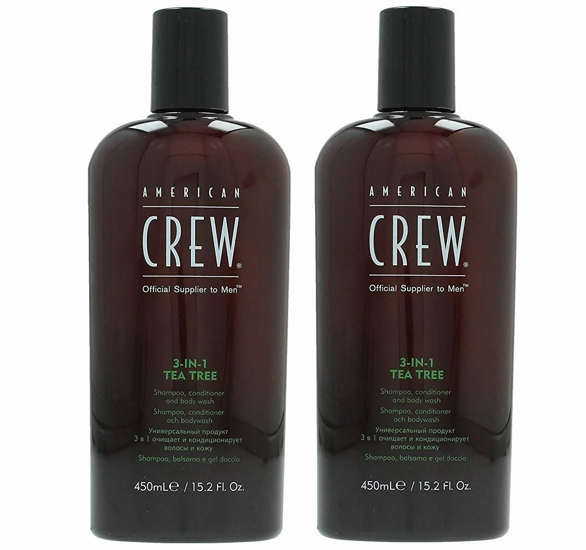American Crew Tea Tree Shampooing 3 en 1 Corps 450 ml Lot de 2
